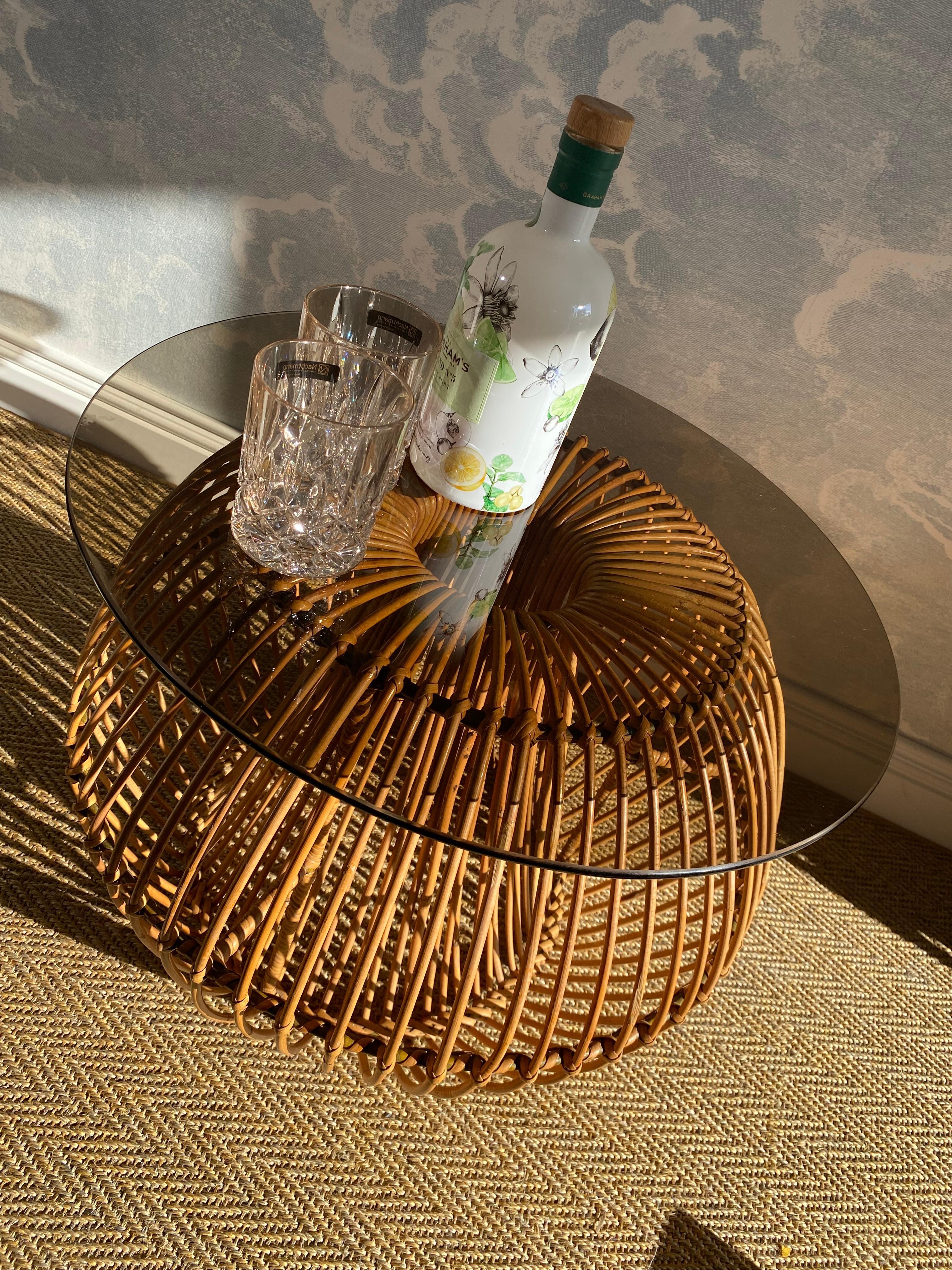 Mid-Century Modern Janine Abraham & Dirk Jan Rol Mid Century Rattan Stool / Side-table 1960s For Sale