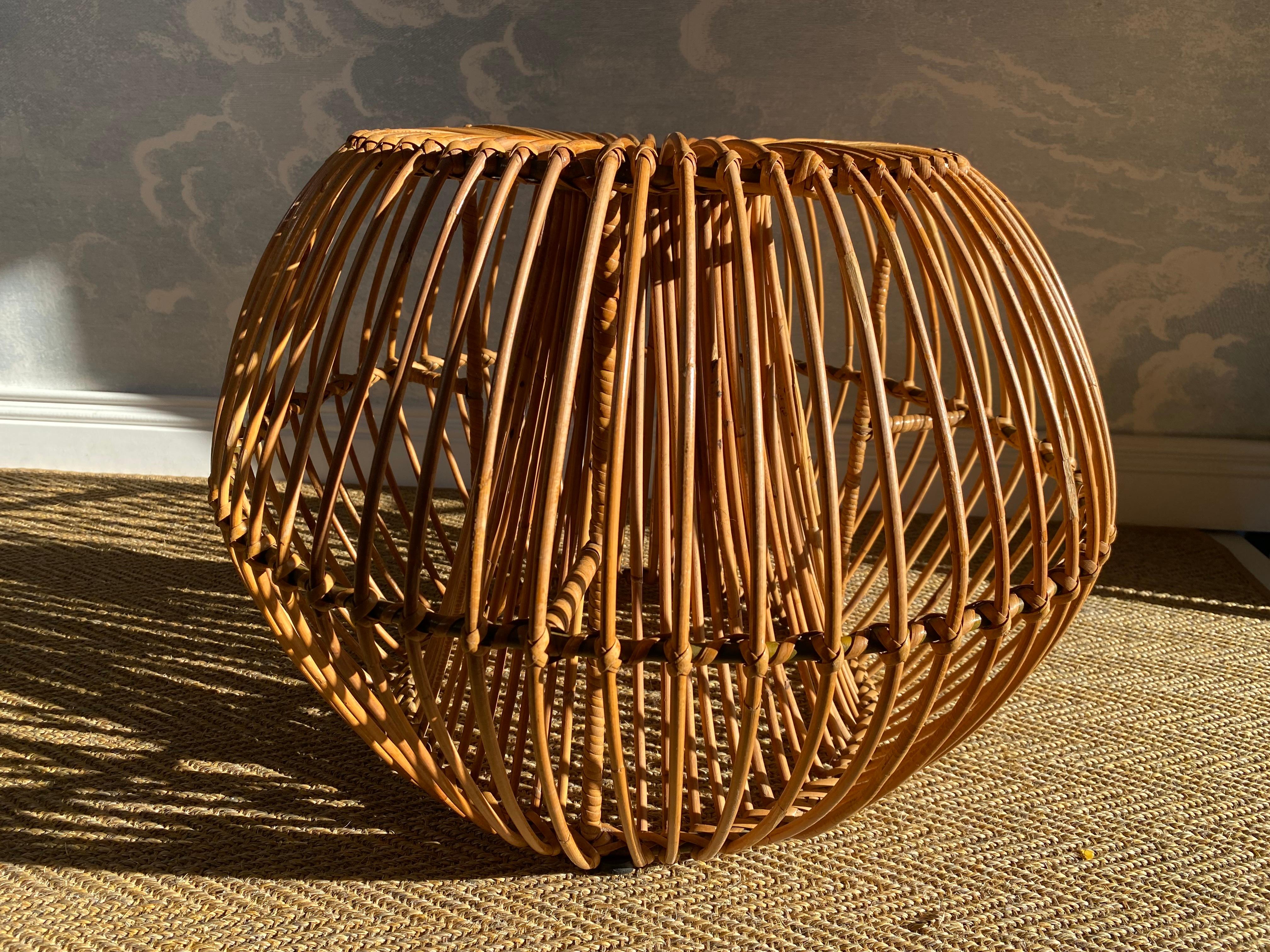 French Janine Abraham & Dirk Jan Rol Mid Century Rattan Stool / Side-table 1960s For Sale