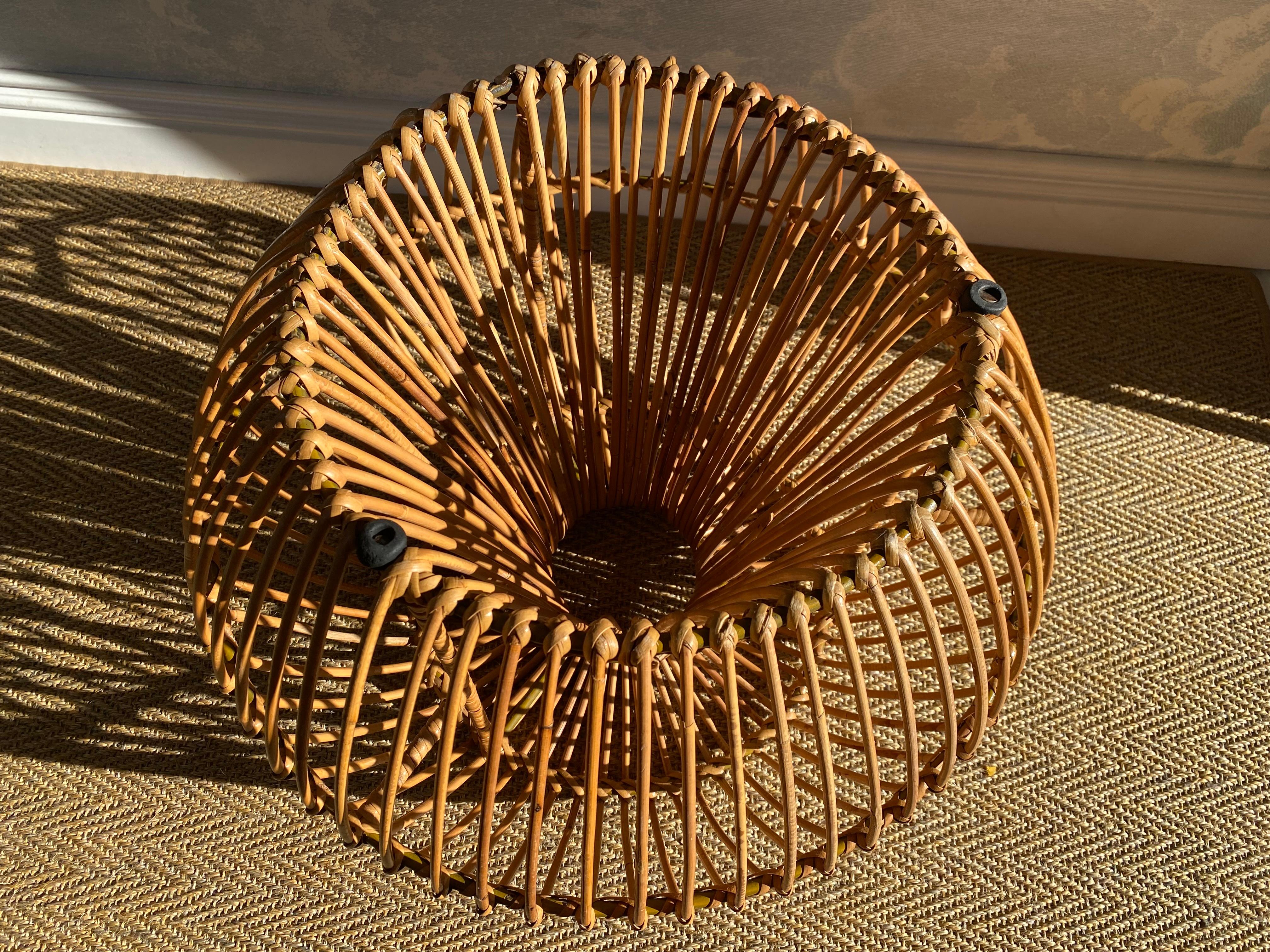 Janine Abraham & Dirk Jan Rol Mid Century Rattan Stool / Side-table 1960s In Good Condition For Sale In Cork, IE