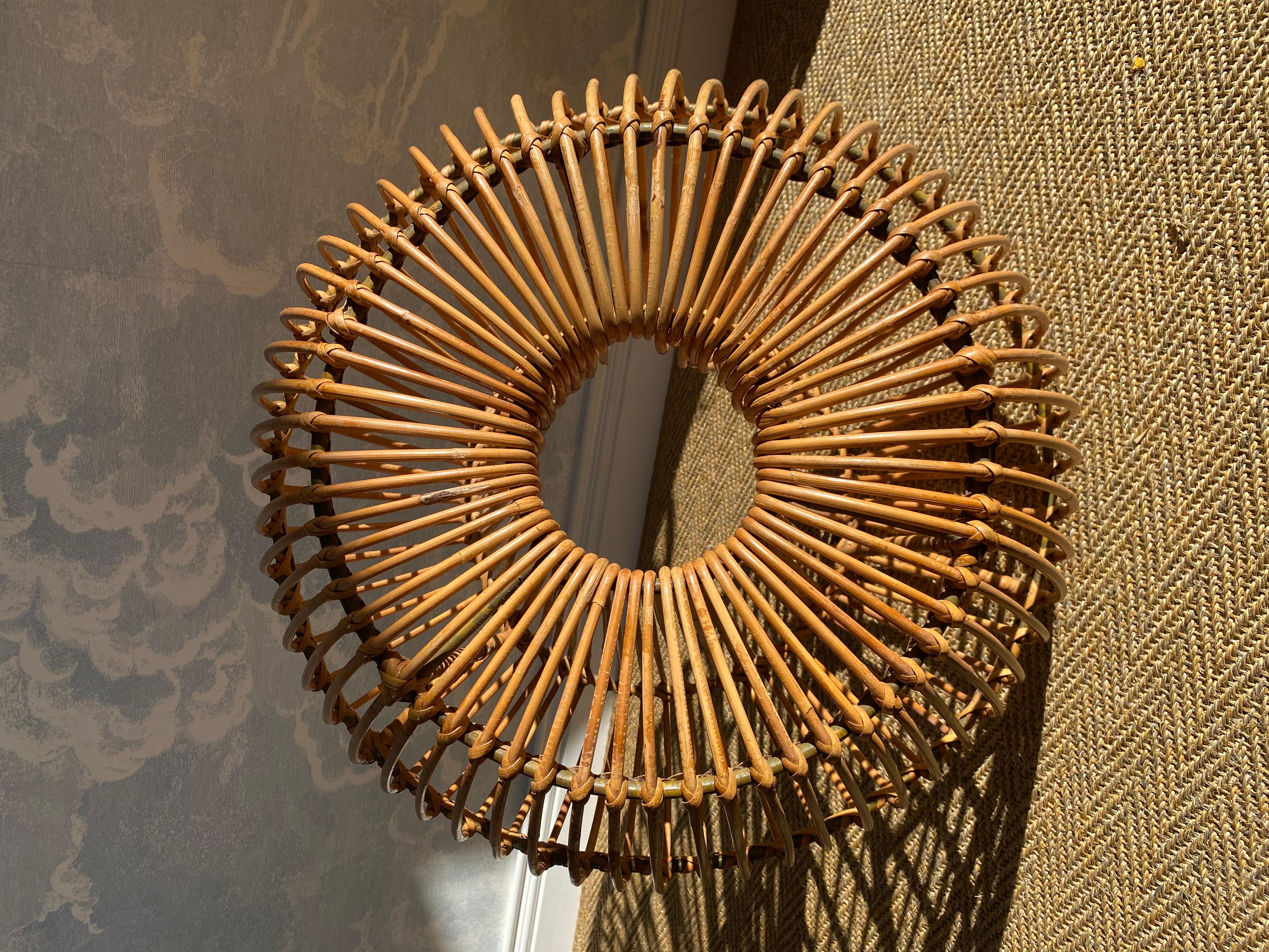 Bamboo Janine Abraham & Dirk Jan Rol Mid Century Rattan Stool / Side-table 1960s For Sale