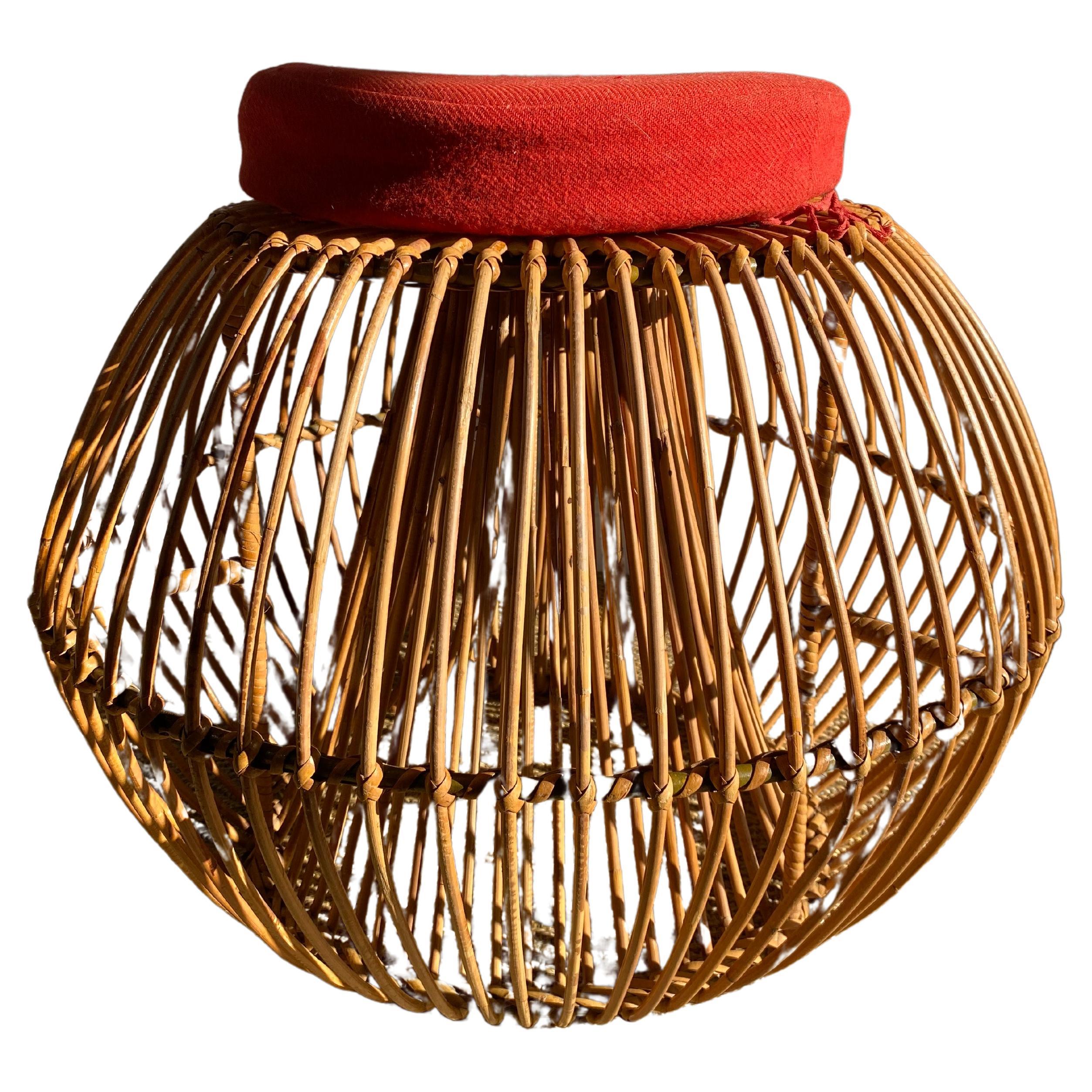 Janine Abraham & Dirk Jan Rol Mid Century Rattan Stool / Side-table 1960s