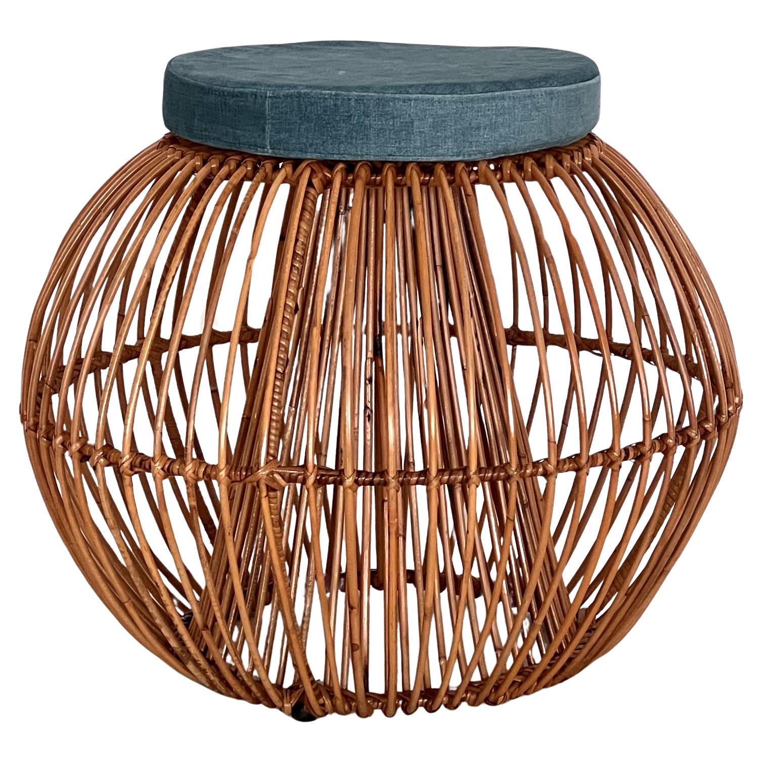 Janine Abraham & Dirk Jan Rol Midcentury Bamboo Stool with new cushion, 1960s For Sale