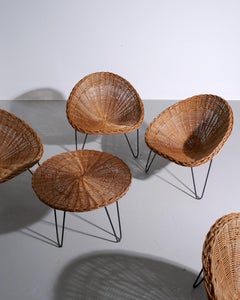 Janine Abraham and Dirk Jan Rol Sillones y mesa de ratán c.1960