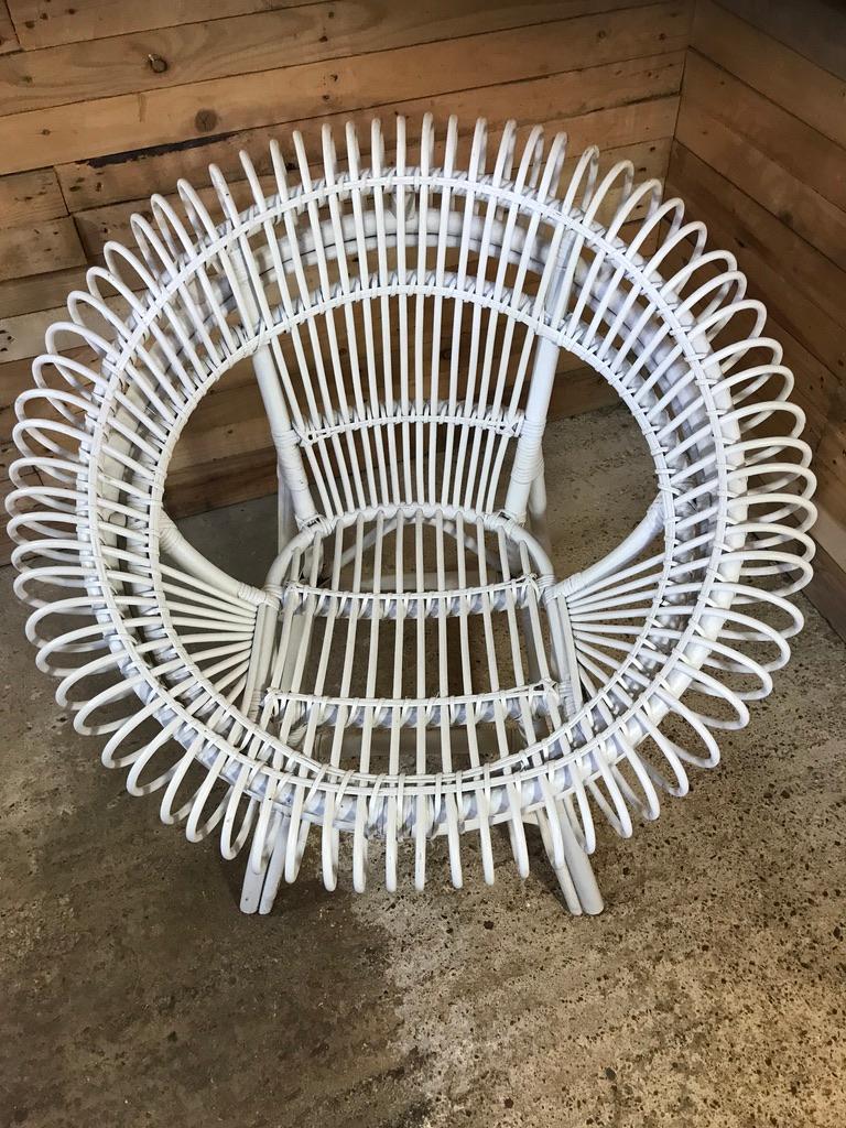 Janine Abraham / Dirk Jan Rol Rattan White Lounge Chair by Edition Rougier 1955 For Sale 12