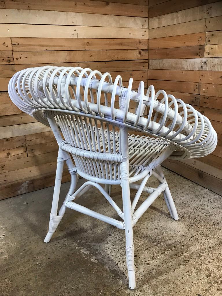 Janine Abraham / Dirk Jan Rol Rattan White Lounge Chair by Edition Rougier 1955 For Sale 13
