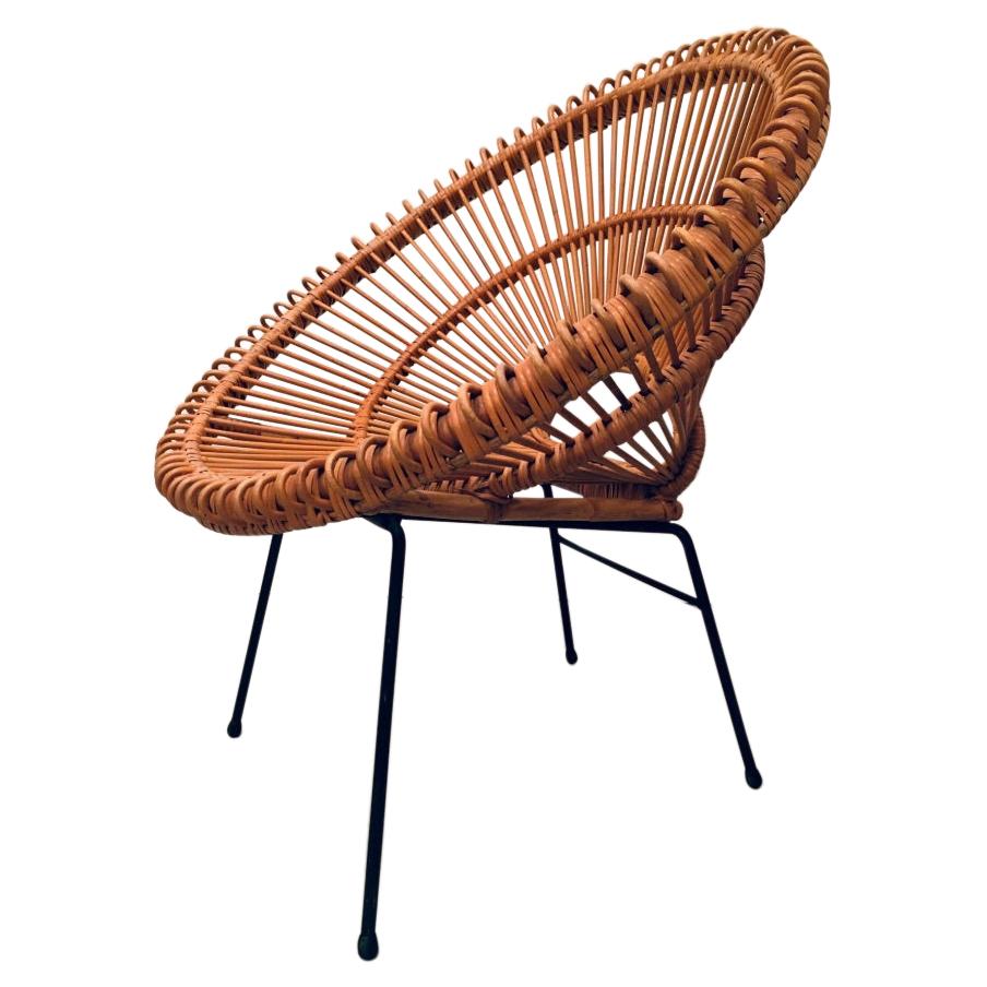 Janine Abraham & Dirk Jan Rol Vintage Rattan Chair, ca. 1960s