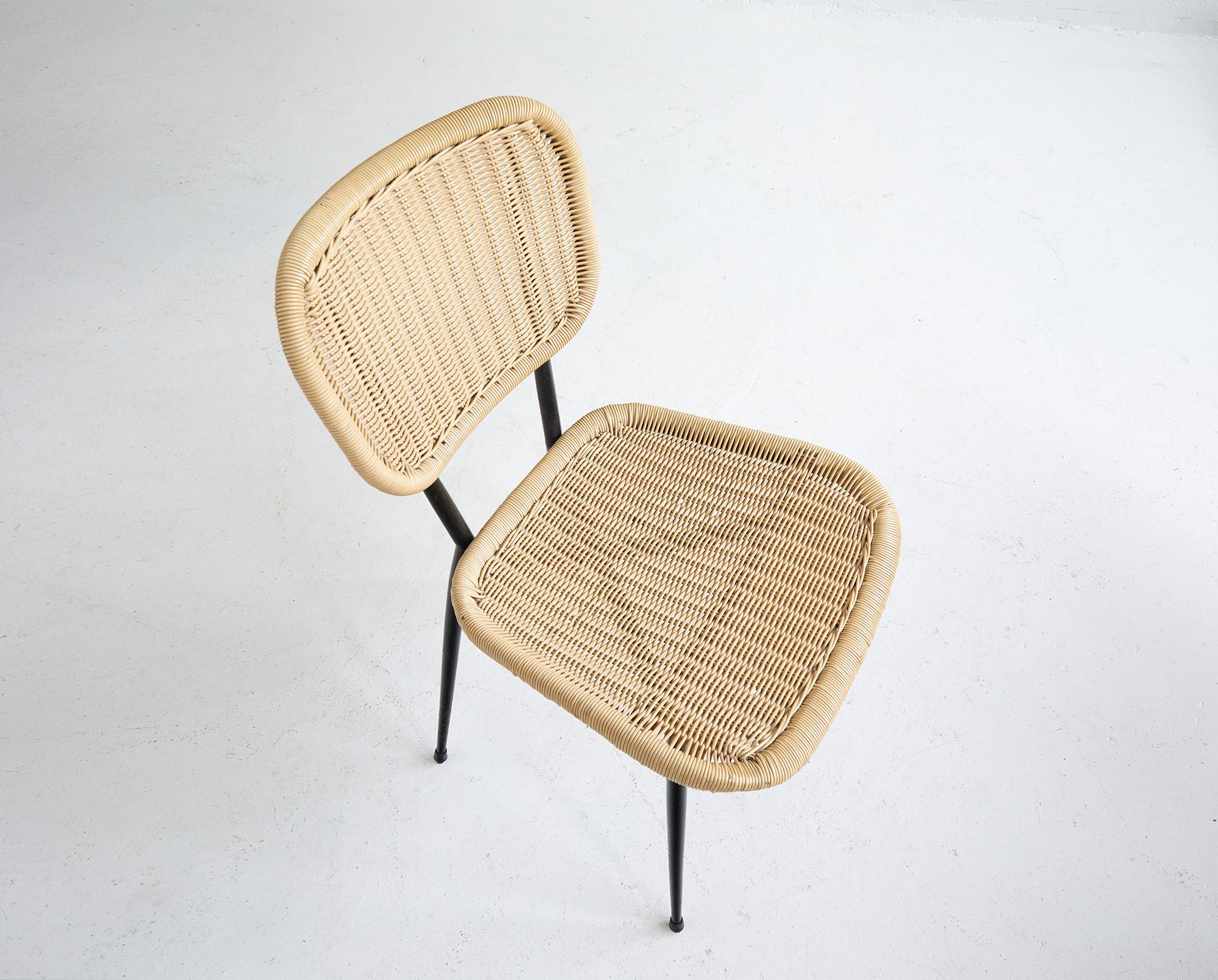French Janine Abraham Set of 4 Chairs for Maison Rougier, France, 1950s For Sale