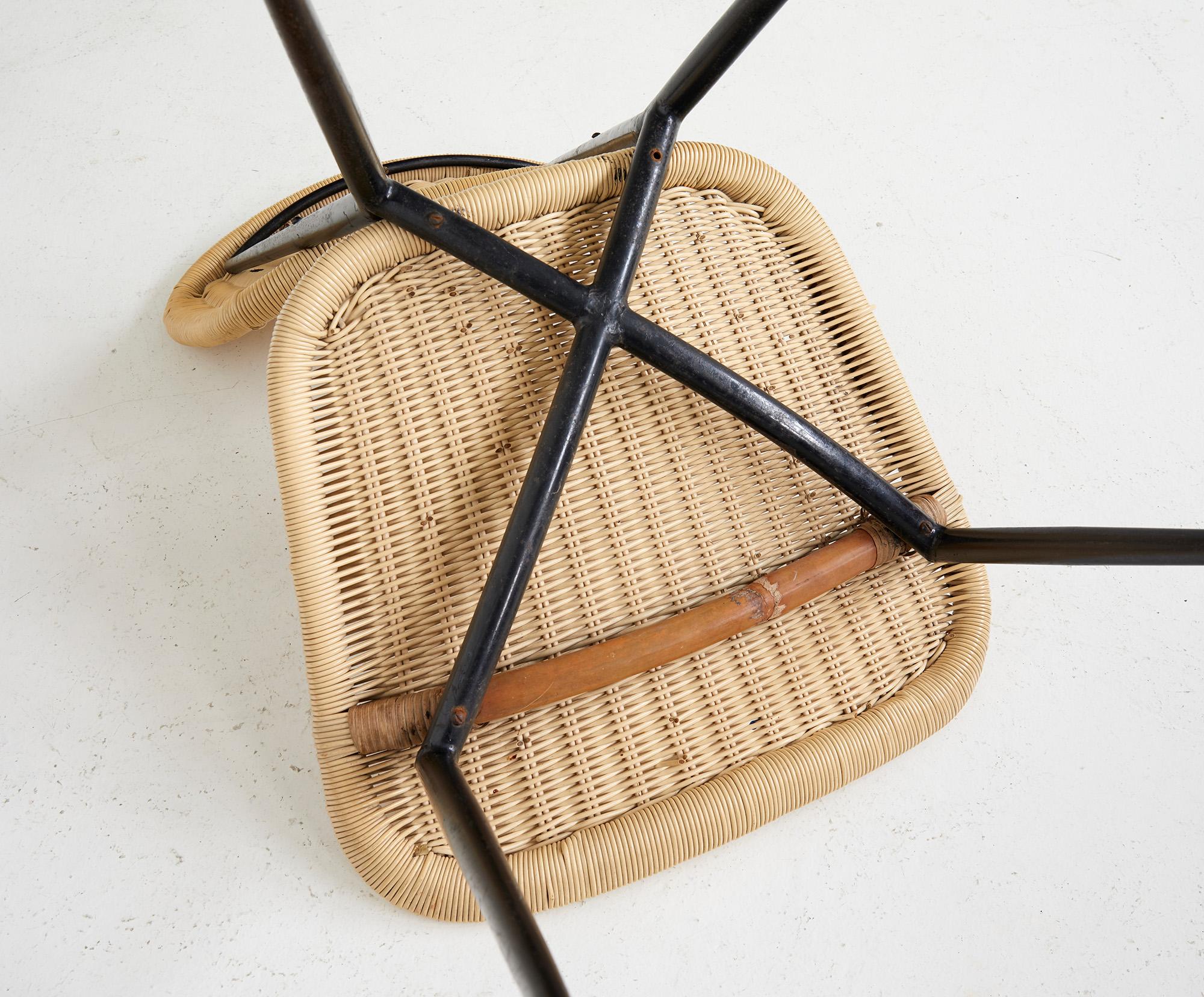 Metal Janine Abraham Set of 4 Chairs for Maison Rougier, France, 1950s For Sale