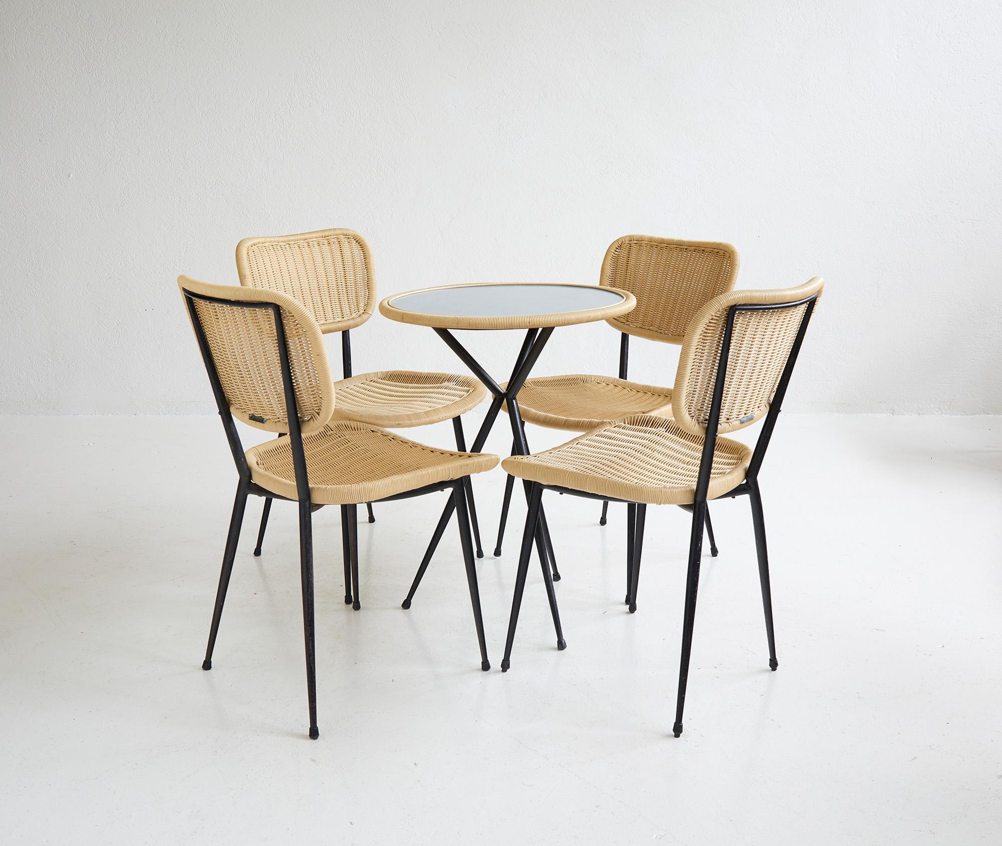 Janine Abraham Set of 4 Chairs for Maison Rougier, France, 1950s For Sale 1