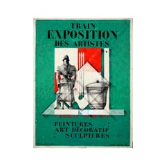 1935 original gouache poster project by Janine Bodinel - Train Exposition