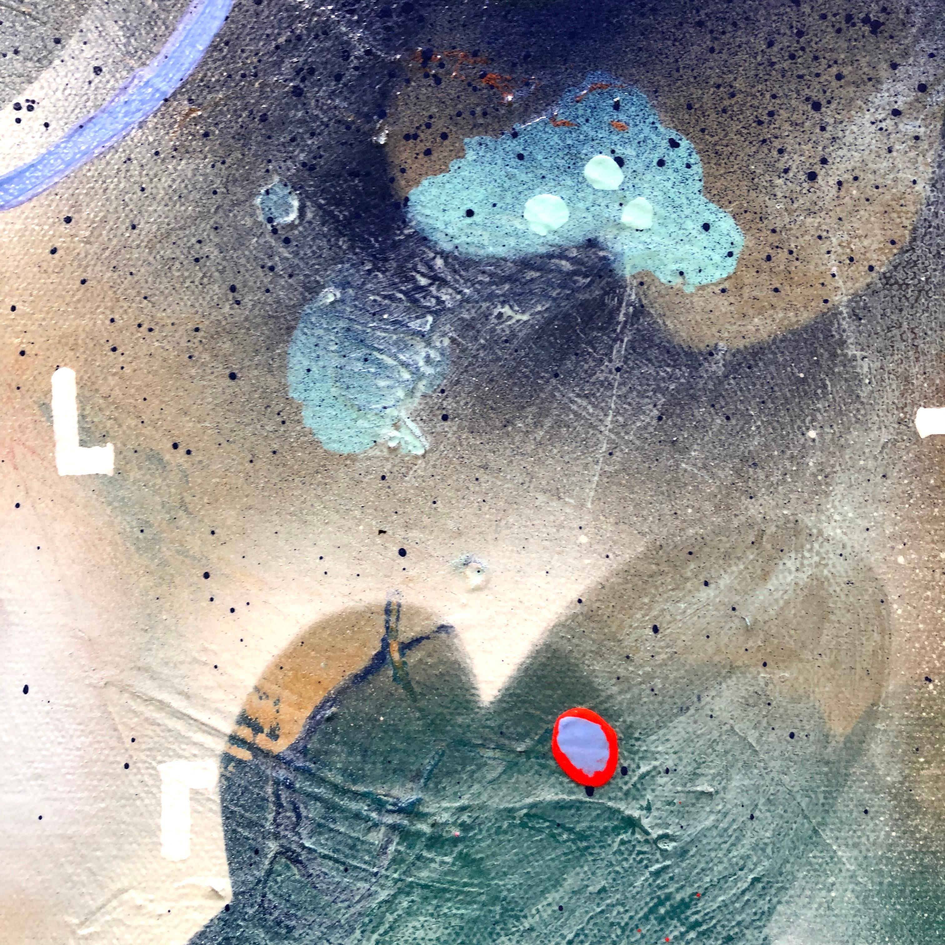 Volo notturno, pittura astratta - Abstract Painting Grigio di Janine Etherington