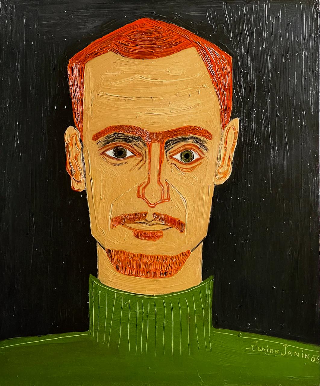 Portrait of Jean Claude Forhenbach, 1955, provenance Bonin-Pisarro - Painting by Janine Janin