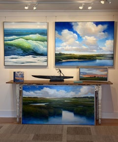 "Cerulean Tide" zeitgenössischer Realismus Landschaft New England Salzmarsch, blauer Himmel