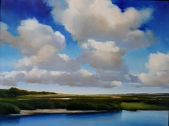 "Cerulean Tide" zeitgenössischer Realismus Landschaft New England Salzmarsch, blauer Himmel