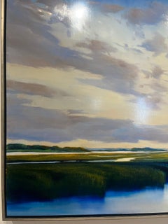 "Ethereal Drift" salt marsh, New England, sky and sea, clouds, landscape, oil