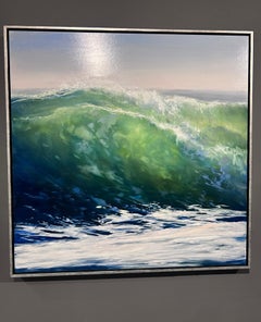 Janine Robertson, "Luminancia", 30x30 Pintura al óleo sobre agua del océano con olas rompiendo