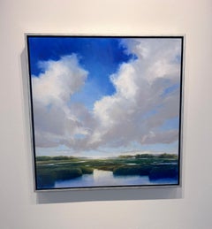 Janine Robertson, "Rising Blue", 24x24 Luminous Marsh Landscape Oil Painting