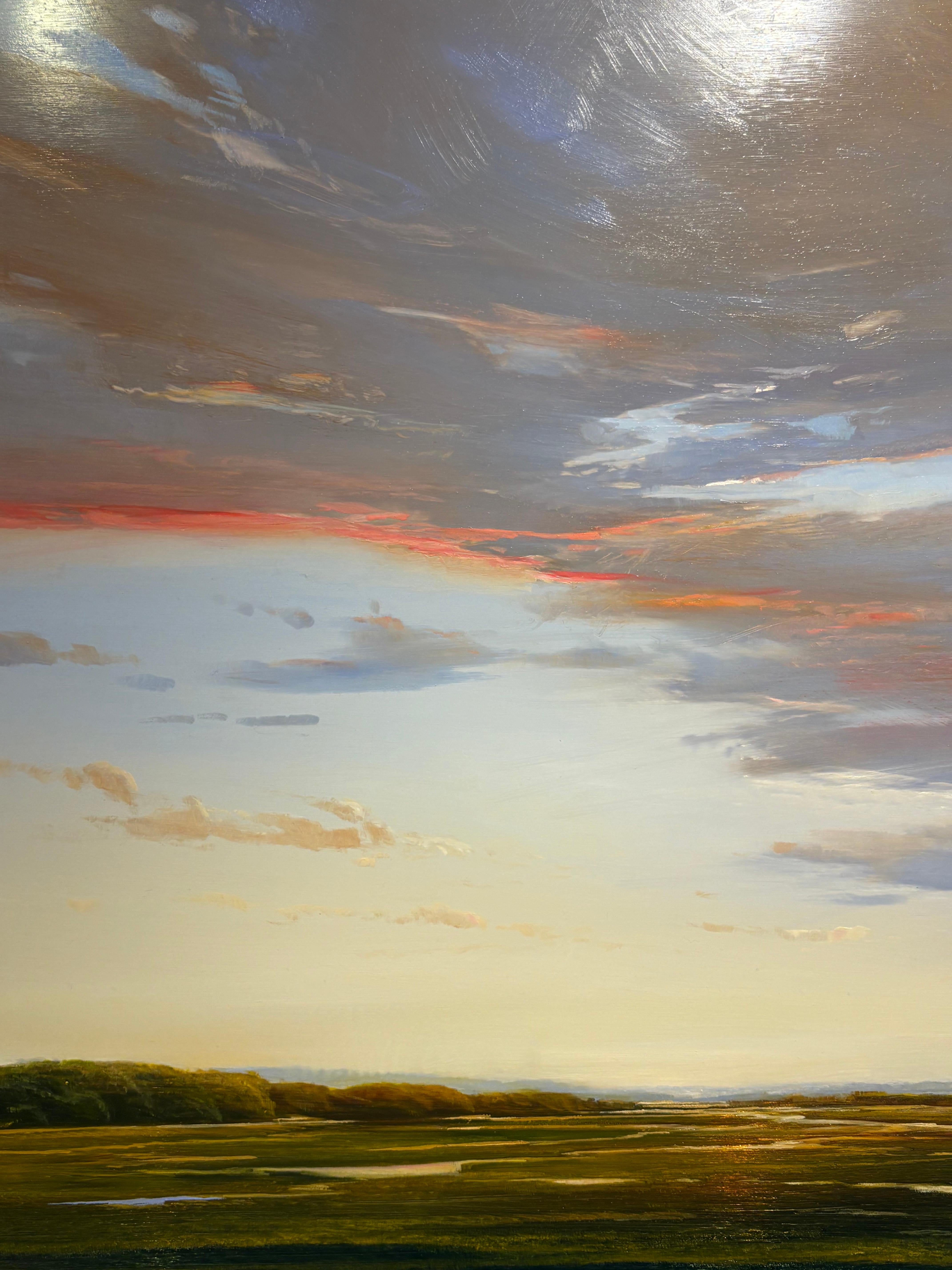 „Languid Drift“-Bewegung der Sonne, pastellfarbener Himmel spiegelt die Wärme des Marschs unter im Angebot 2