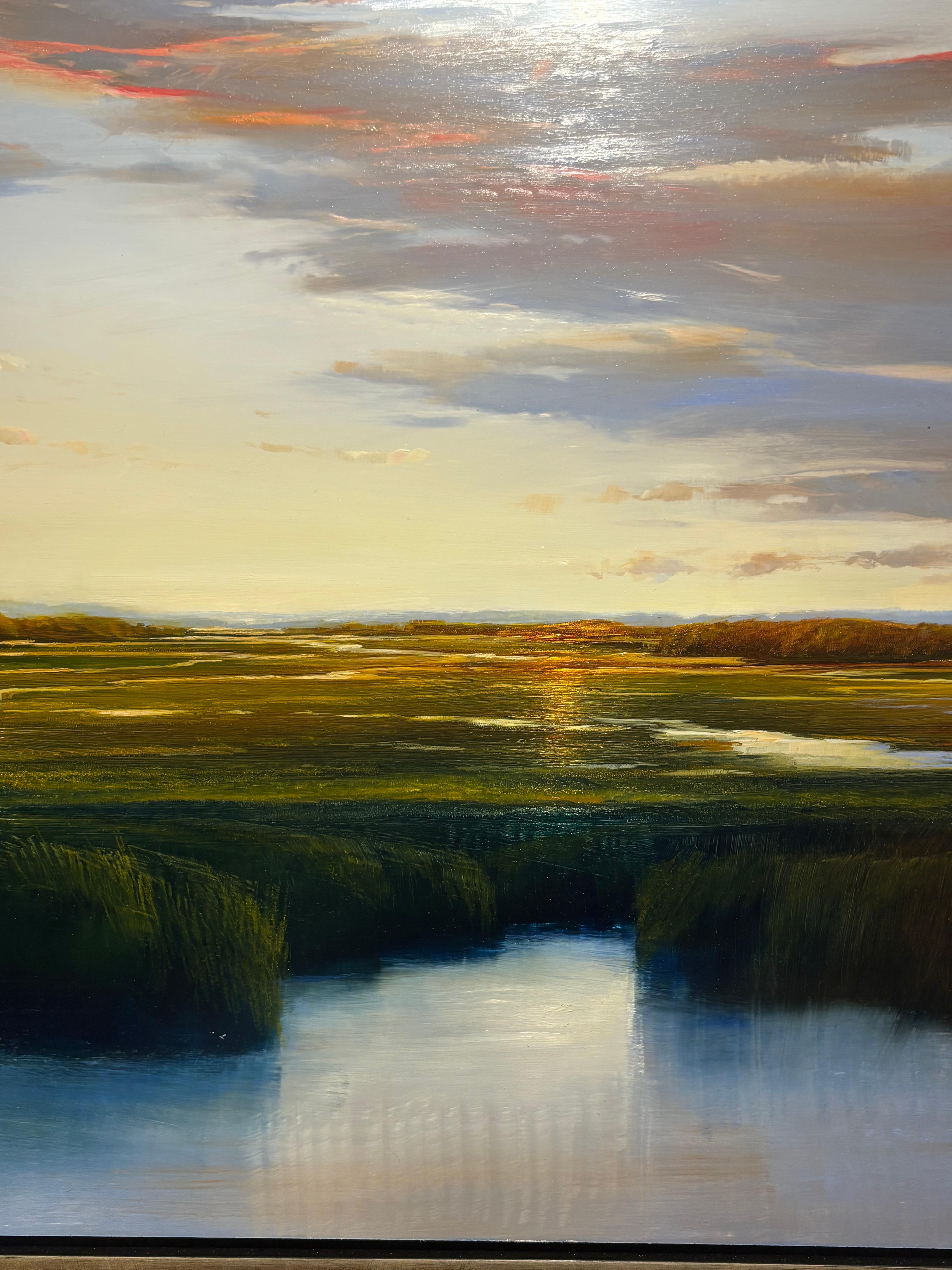 „Languid Drift“-Bewegung der Sonne, pastellfarbener Himmel spiegelt die Wärme des Marschs unter im Angebot 3