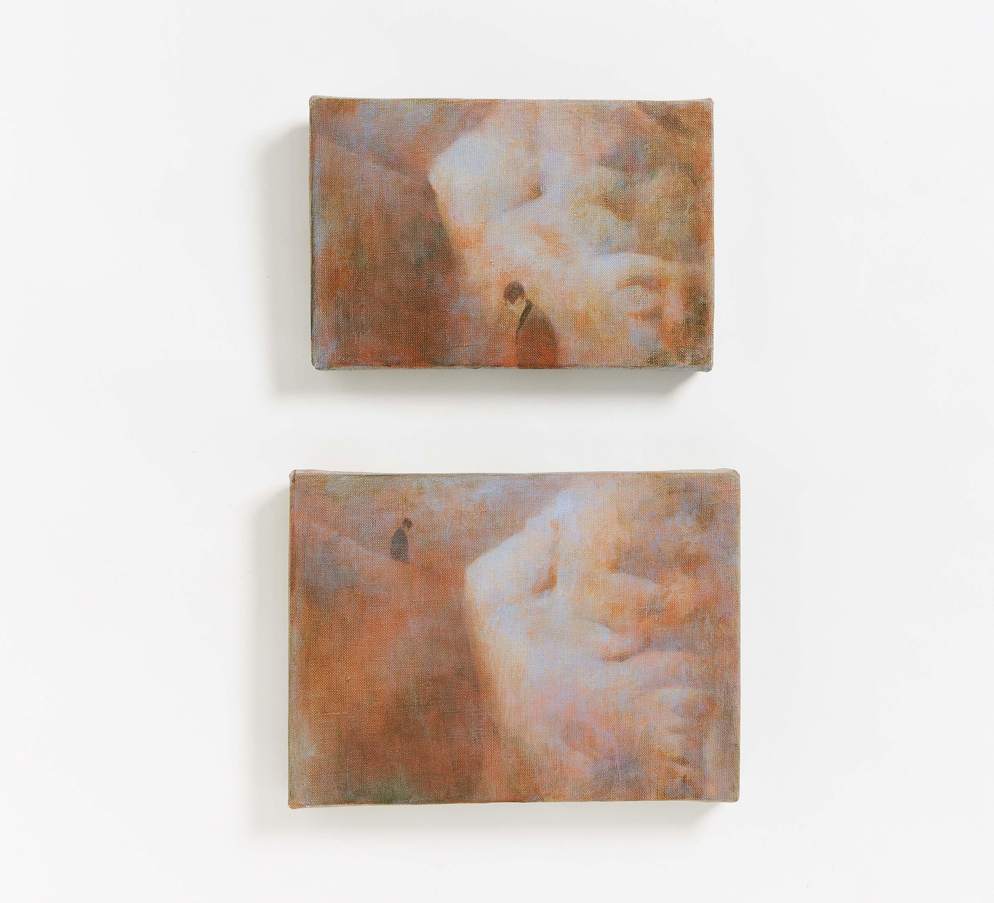 Janis Avotins Abstract Painting - #8 (diptych), 2004.  Acrylic on canvas,  17 x 26 cm; 21 x 29 cm