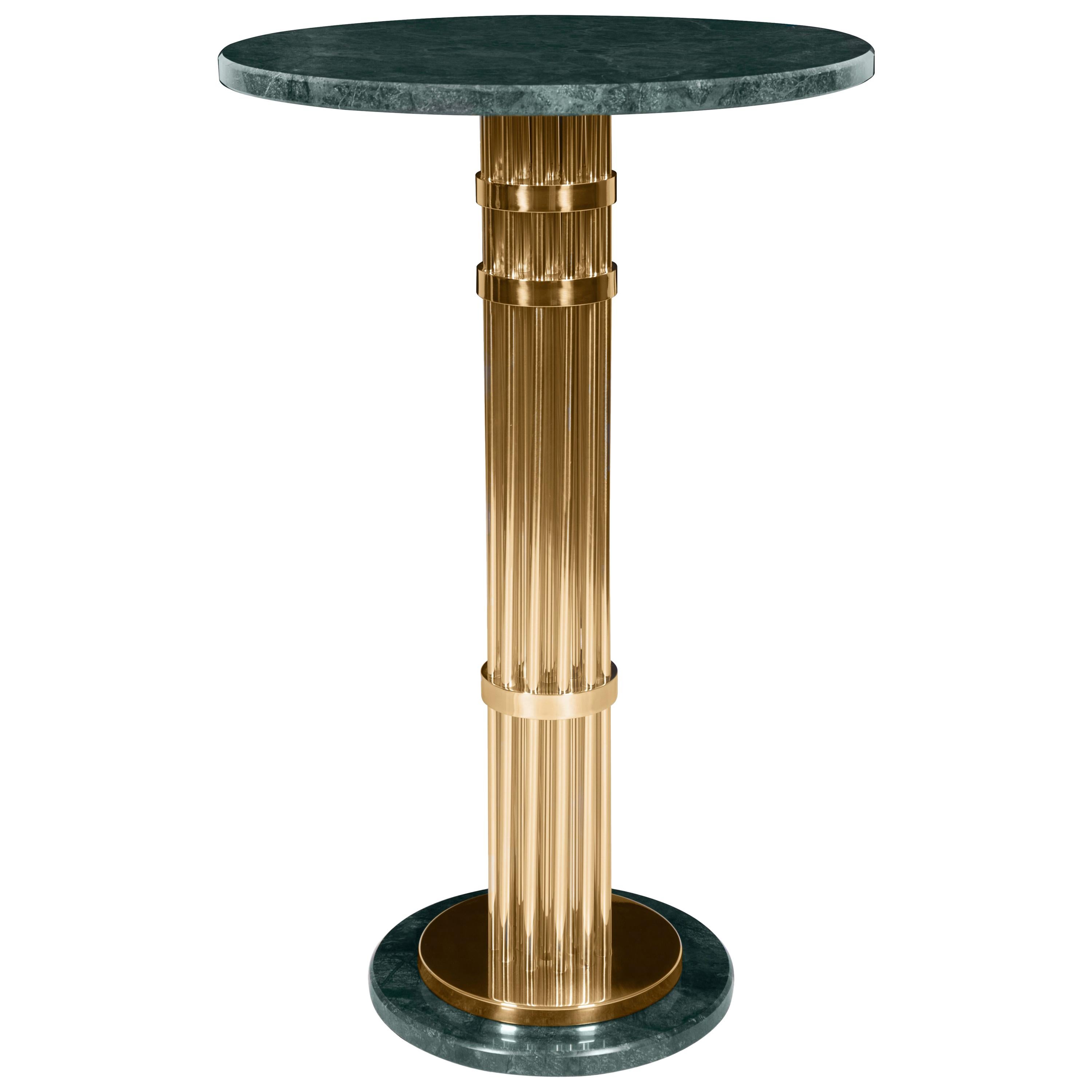 Janis Bar Table in Marble and Polished Brass For Sale
