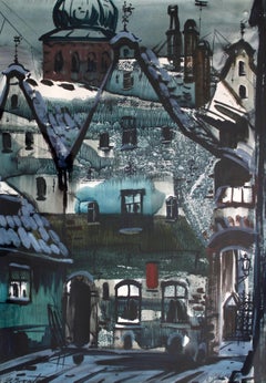 Ein Yard im alten Riga. 1978. Papier, Aquarell, 61x42 cm, Papier