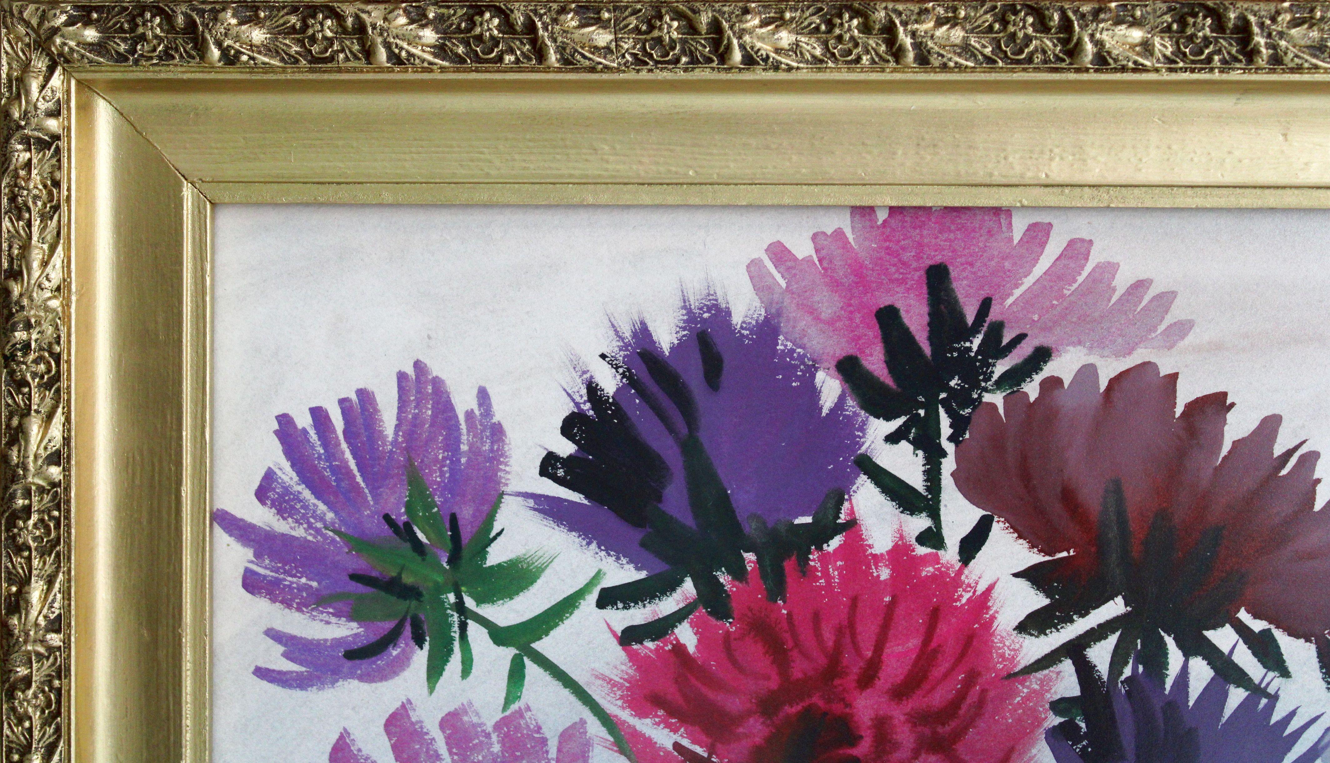 Fiori di aster 1977 Carta, acquerello. 71x56,5 cm in vendita 7