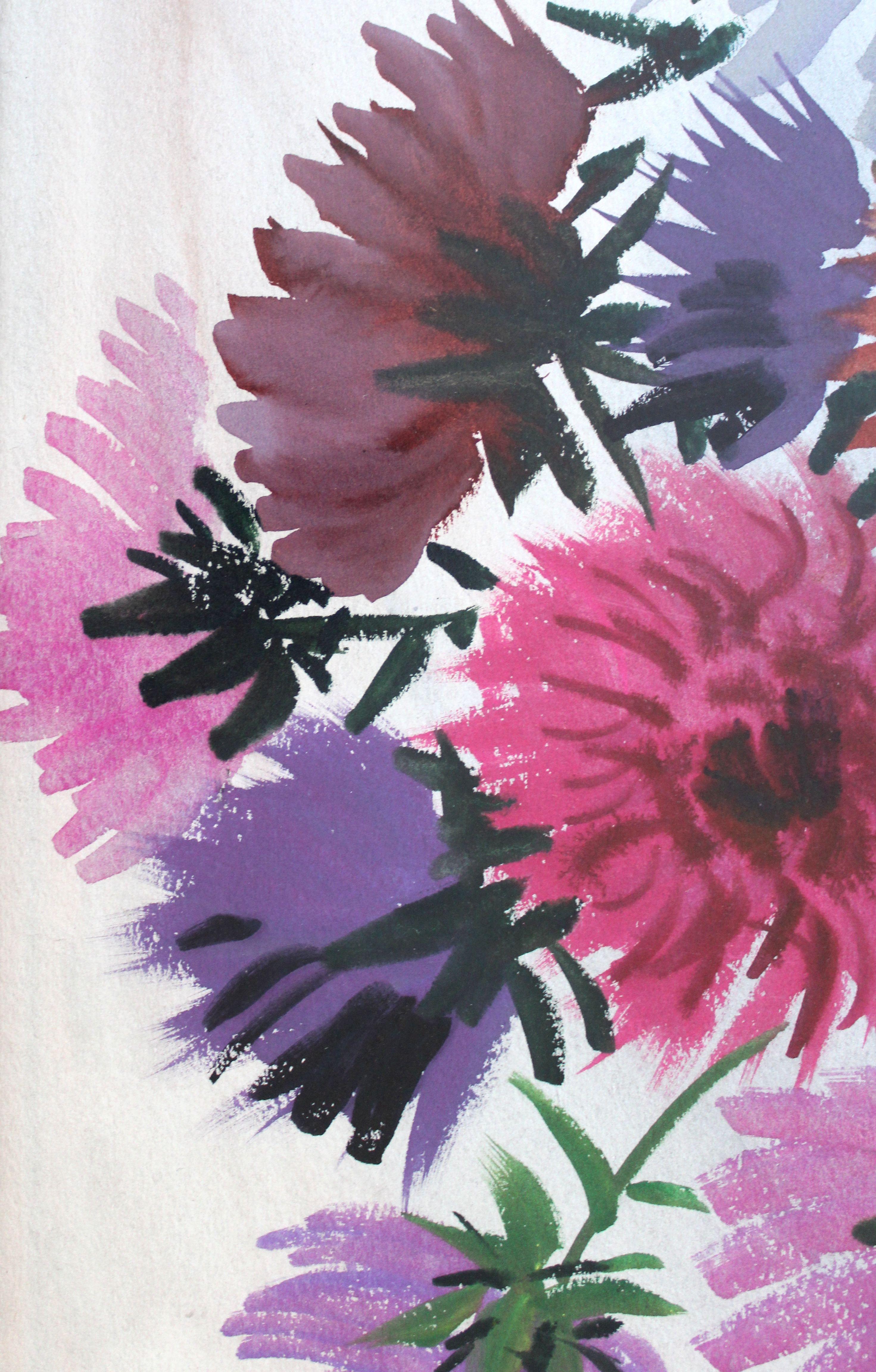 Aster flowers 1977 Paper, watercolor. 71x56.5cm  For Sale 2