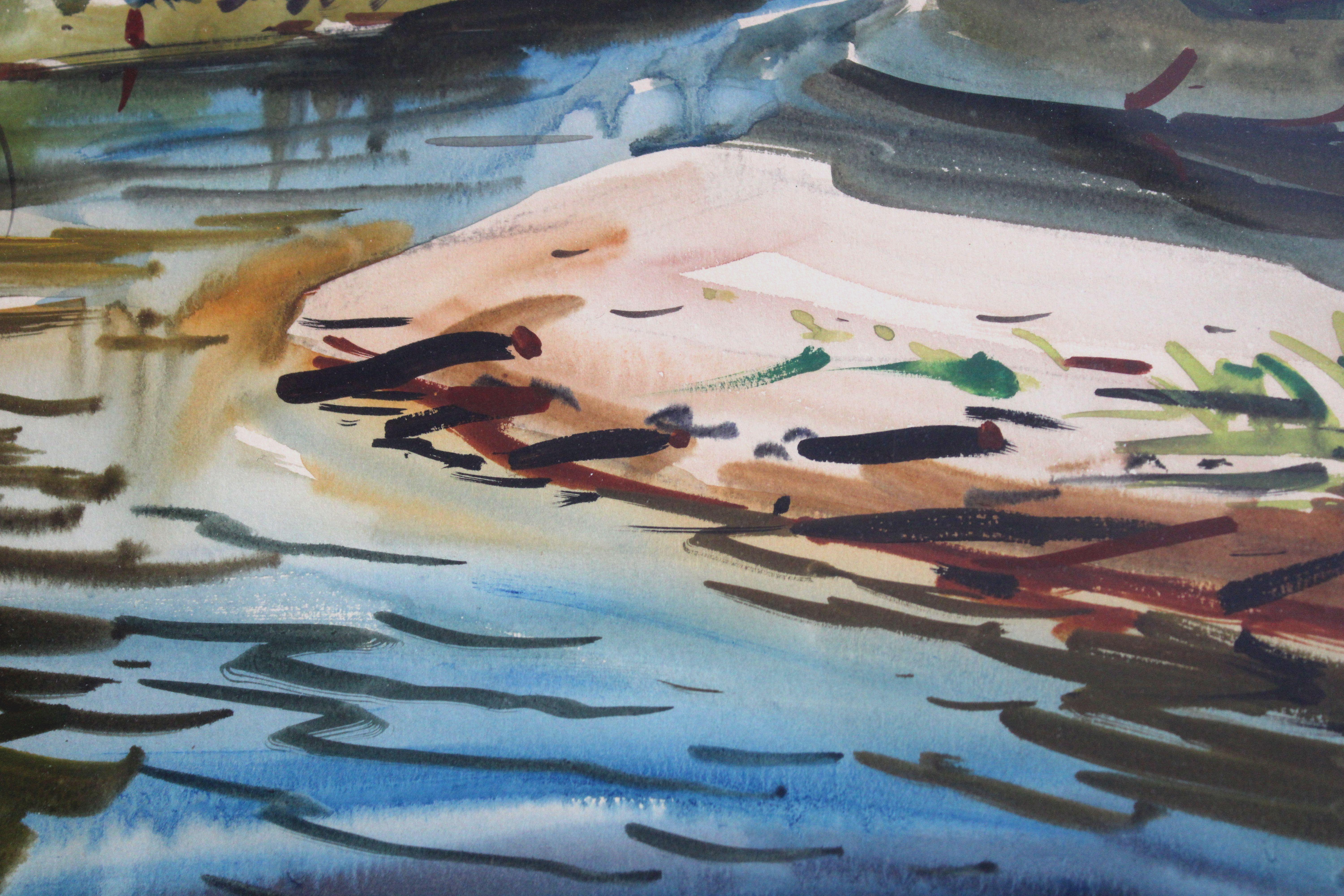 Landscape

1965. Paper, watercolor, 38x53 cm

Through the use of watercolors on paper, the artist has created a picturesque and emotive portrayal of the landscape, inviting viewers to immerse themselves in the beauty of the river and trees and find