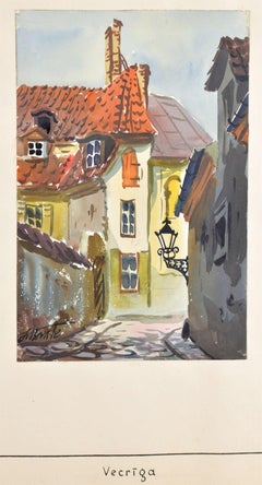 Old Riga. 1956. Watercolor, paper. 23x15 cm. Signed