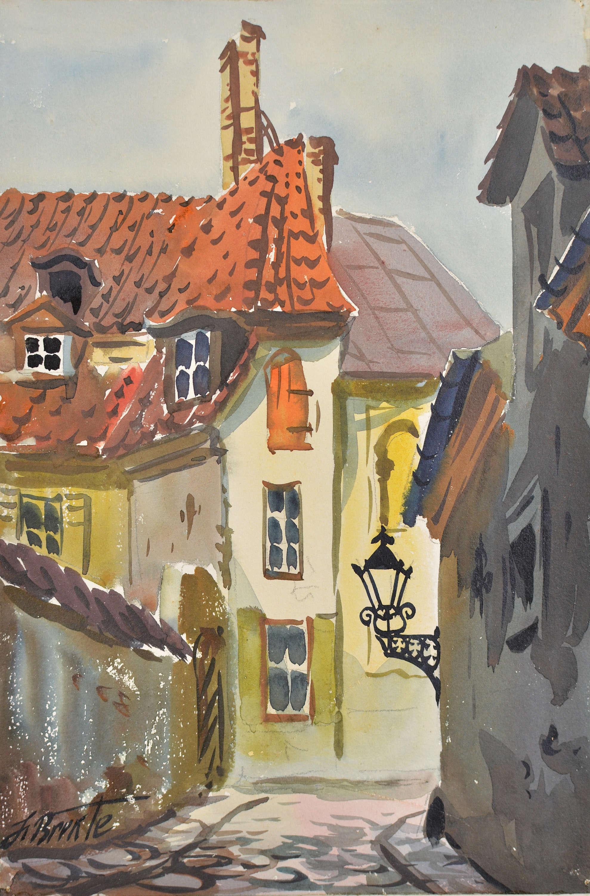 Vieux Riga. 1956. Aquarelle, papier. 23x15 cm. Signé