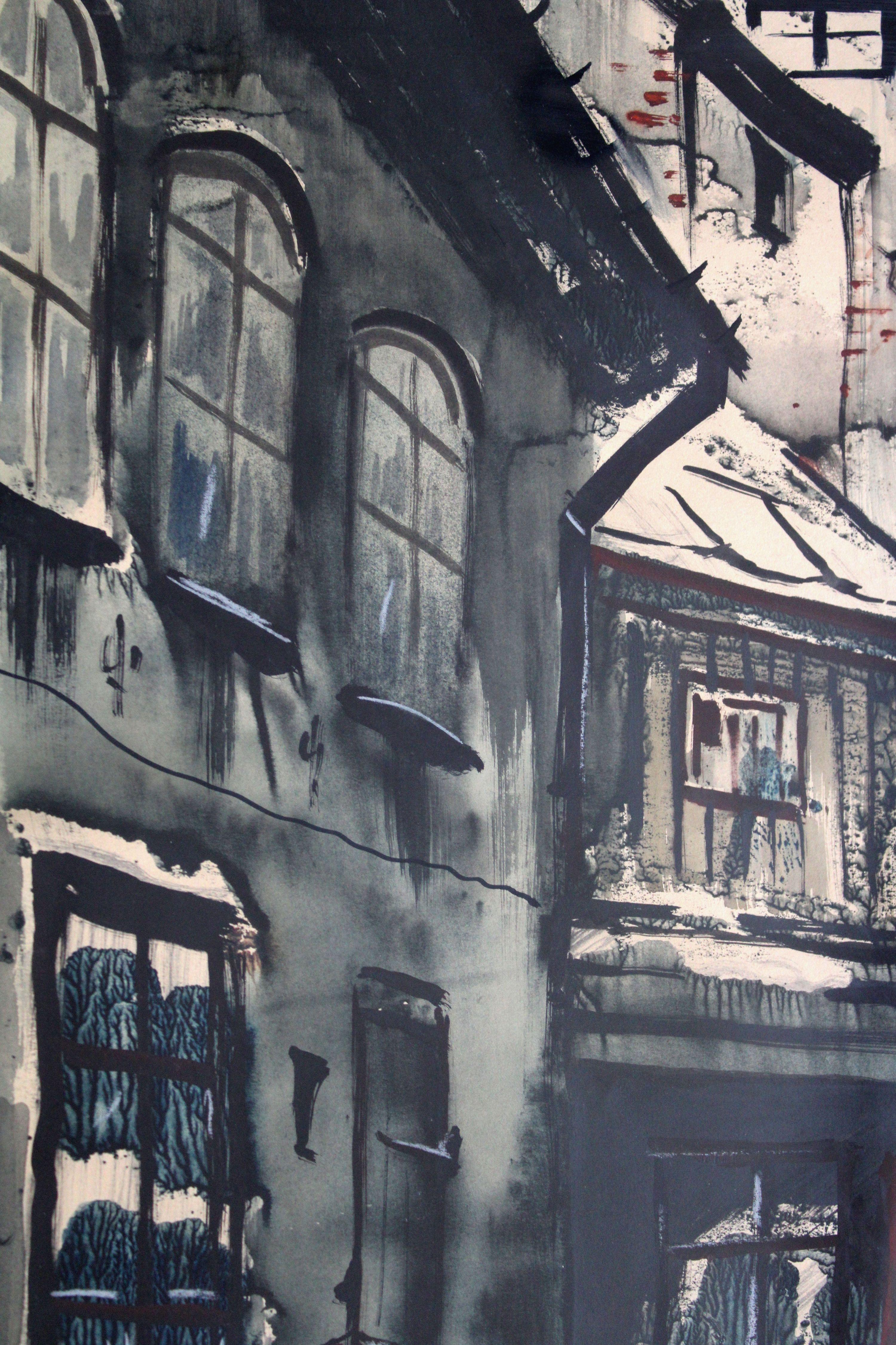 Old Riga motif. 1972. Paper, watercolor, 50x41 cm For Sale 1