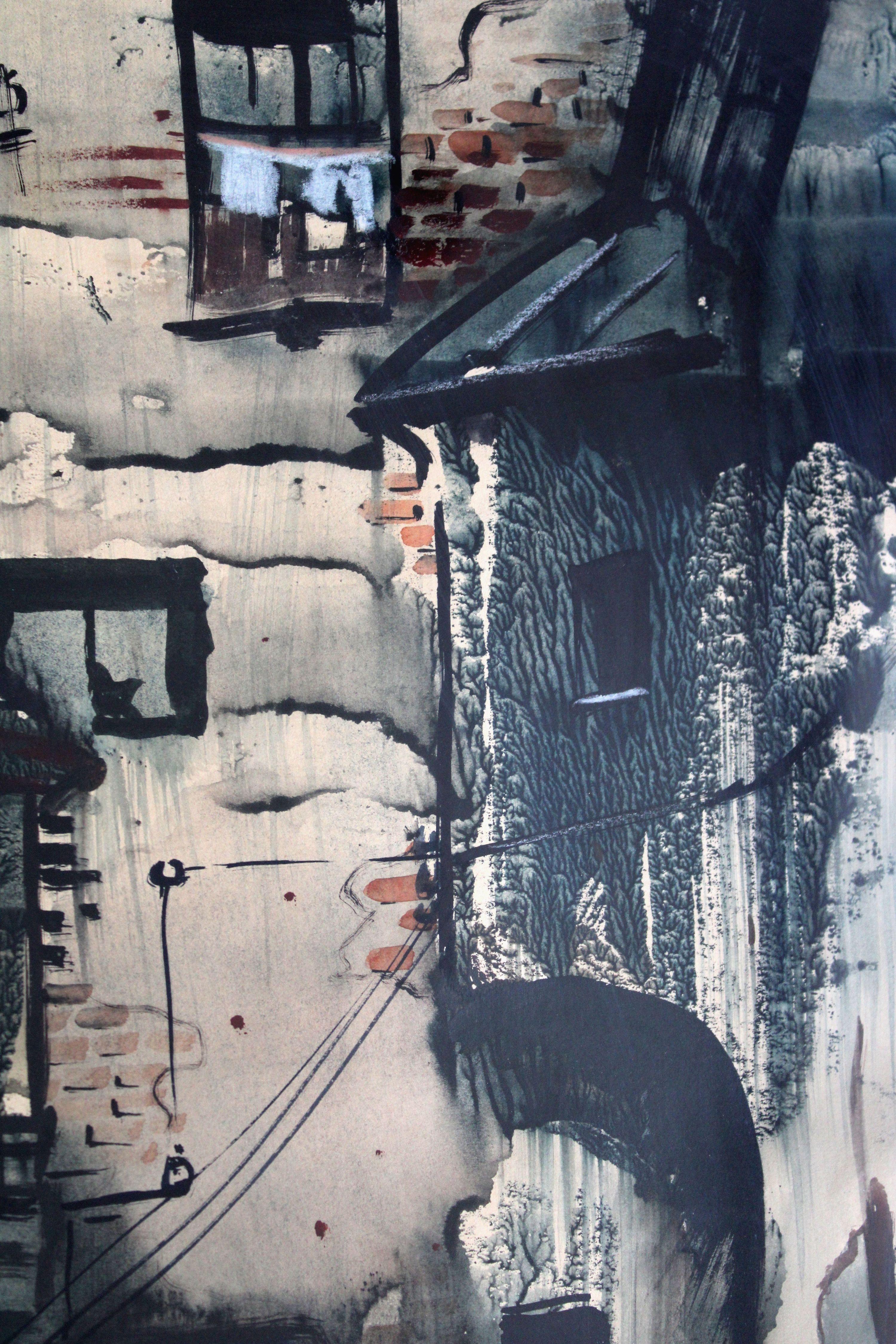 Vecchio motivo di Riga. 1972. Carta, acquerello, 50x41 cm in vendita 2