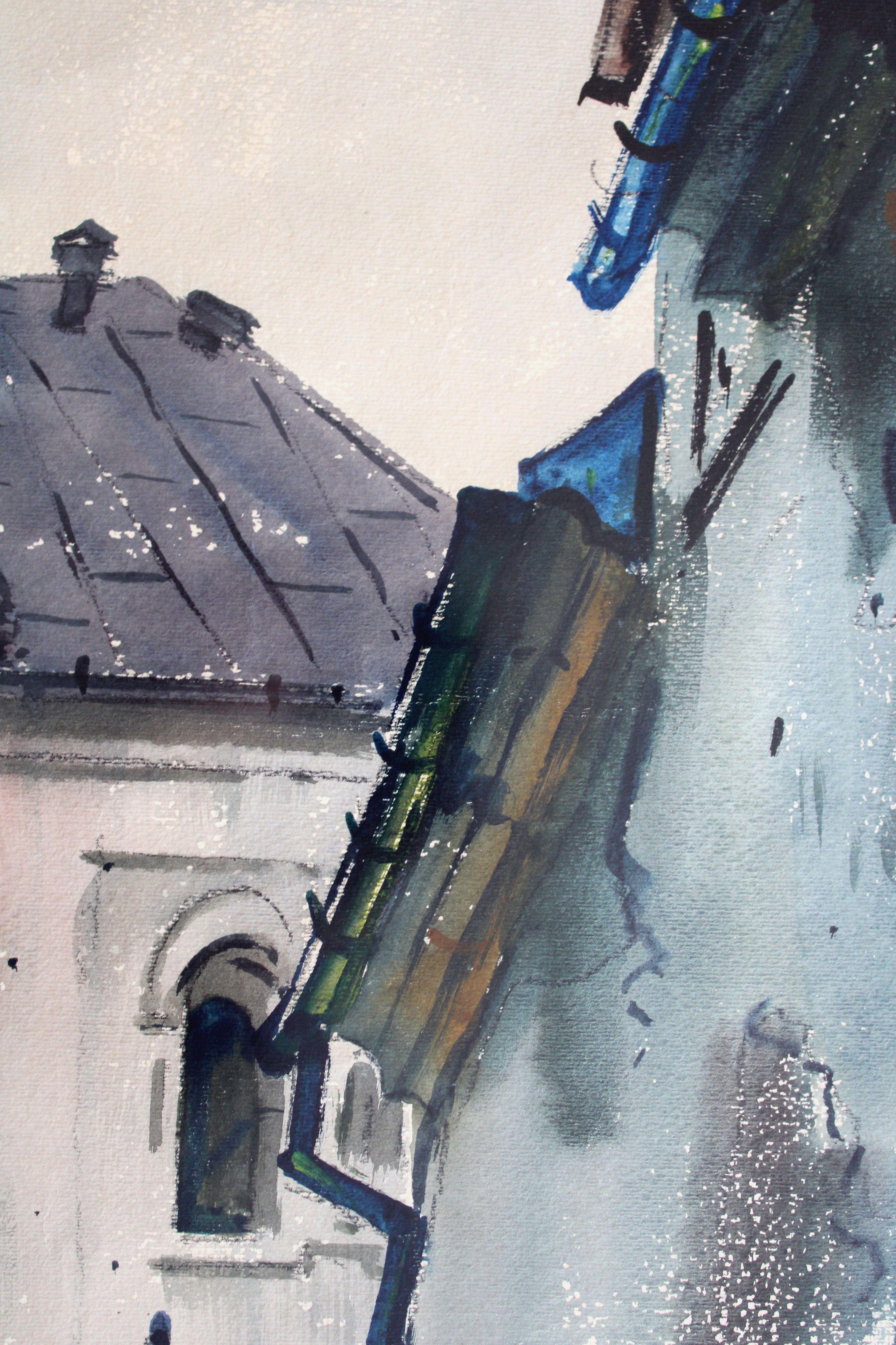 Old Town. 1965, watercolor on paper, 70 x 54 cm For Sale 2