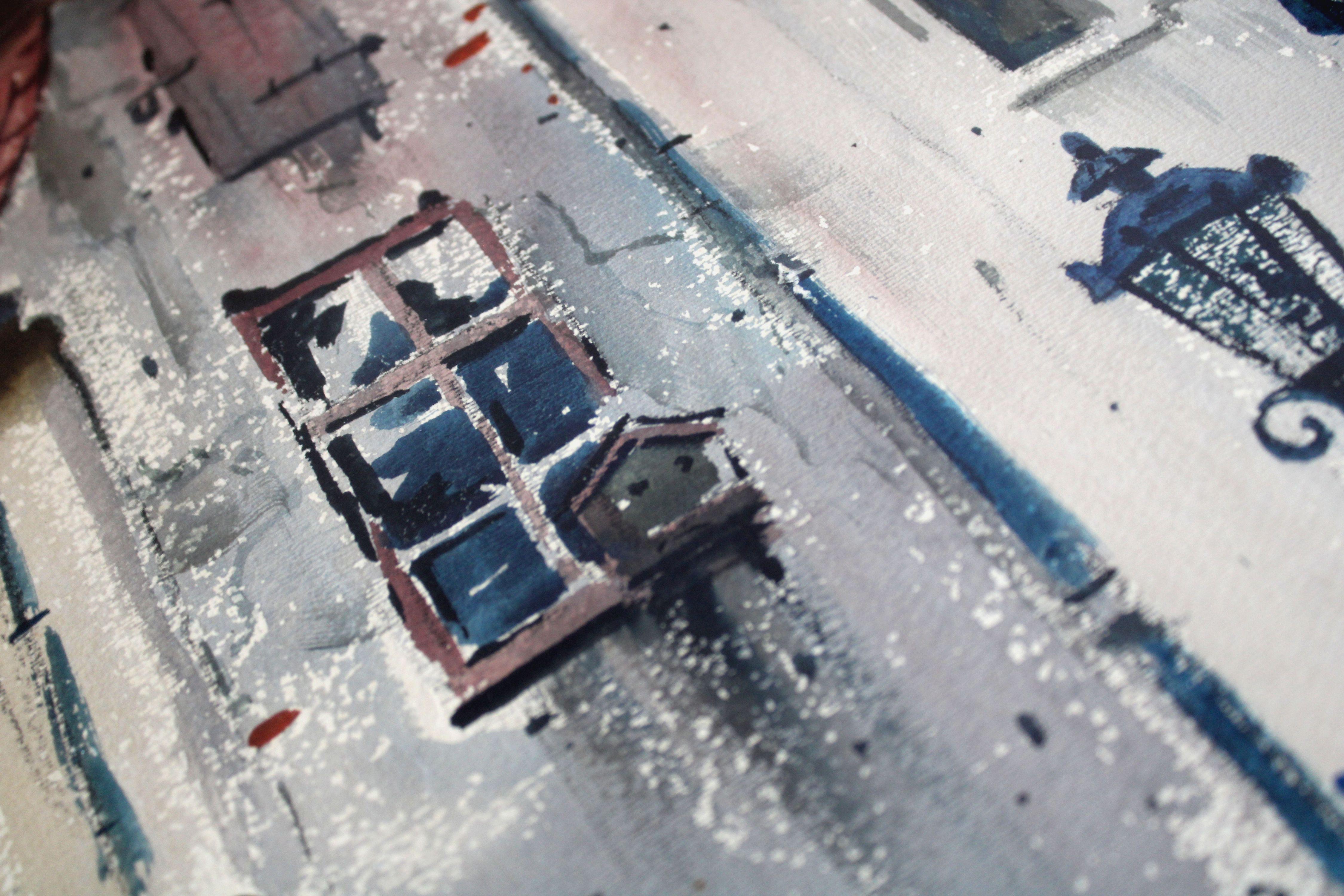 Old Town. 1965, watercolor on paper, 70 x 54 cm For Sale 3