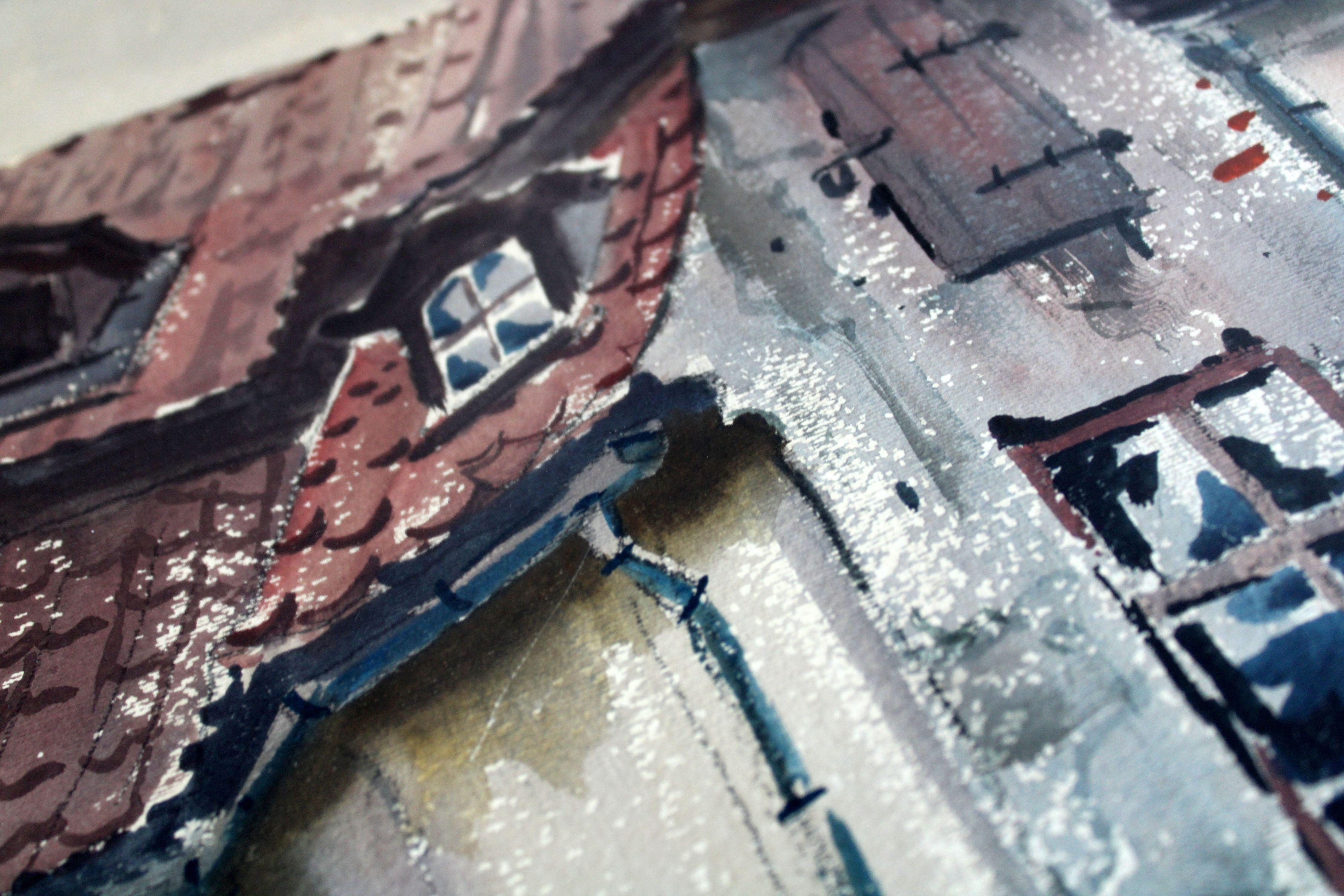 Old Town. 1965, watercolor on paper, 70 x 54 cm For Sale 4
