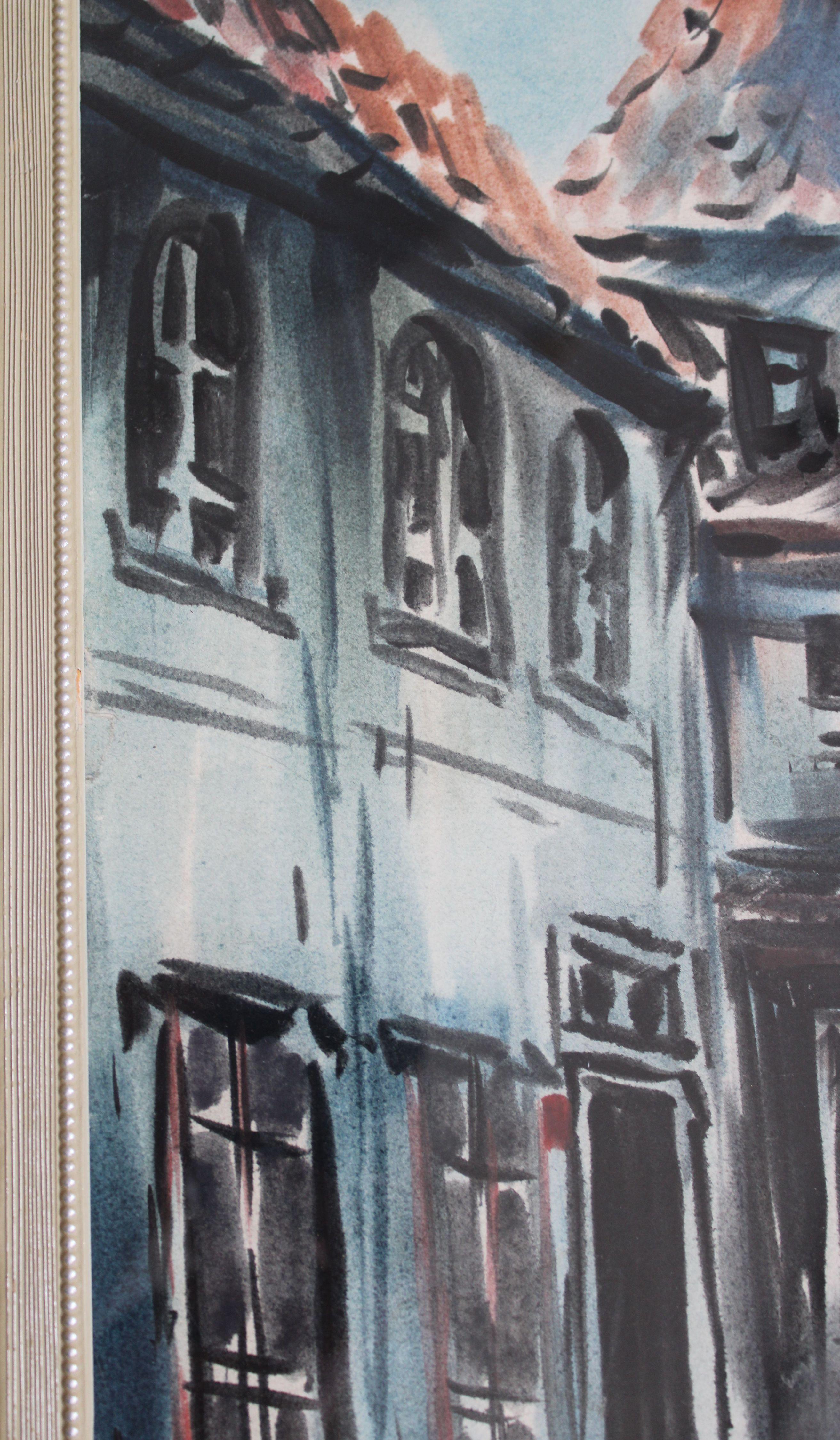 Ciudad Vieja. 1971. Acuarela sobre papel, 56x41 cm - Painting Realista de Janis Brekte