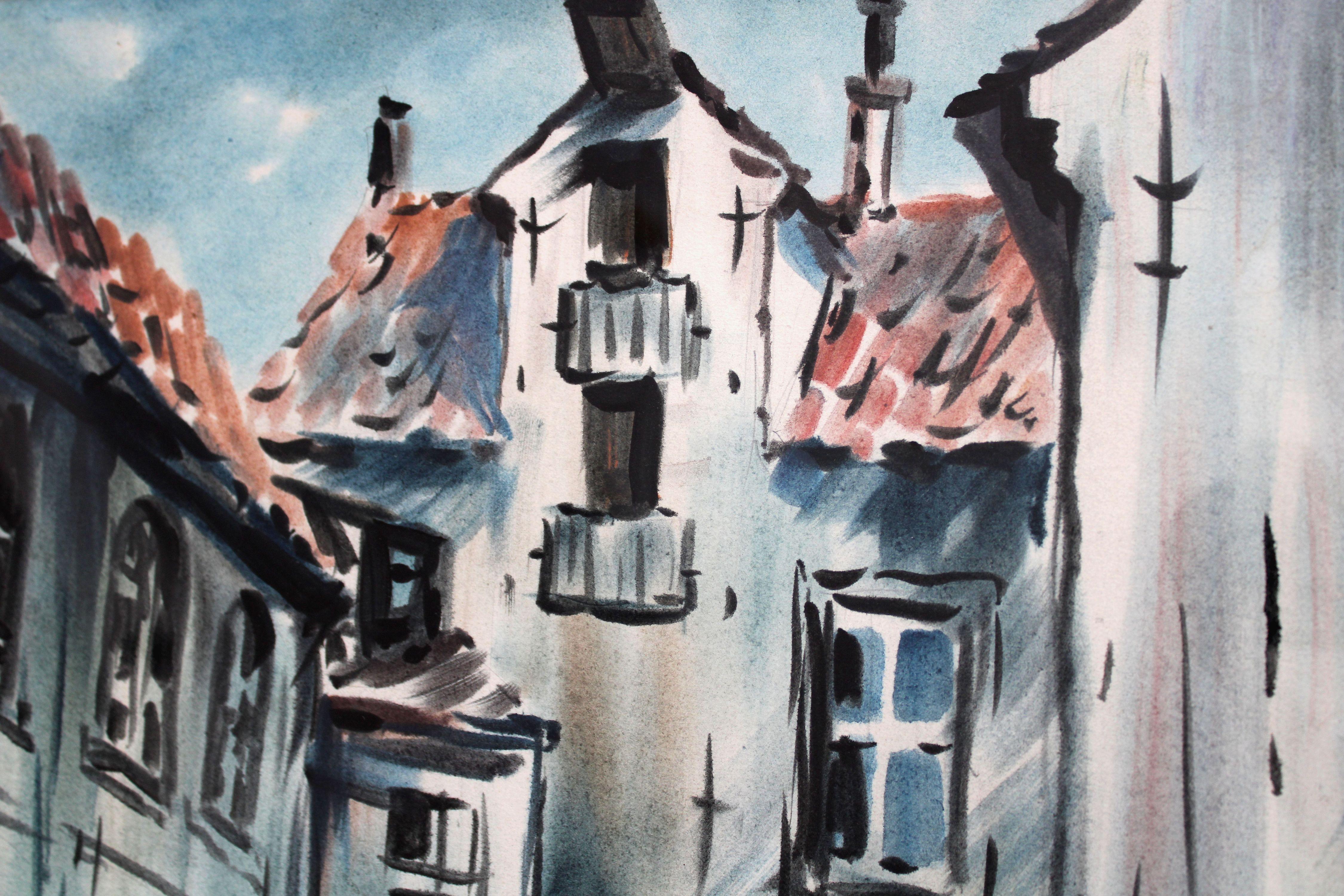 Ciudad Vieja. 1971. Acuarela sobre papel, 56x41 cm en venta 1