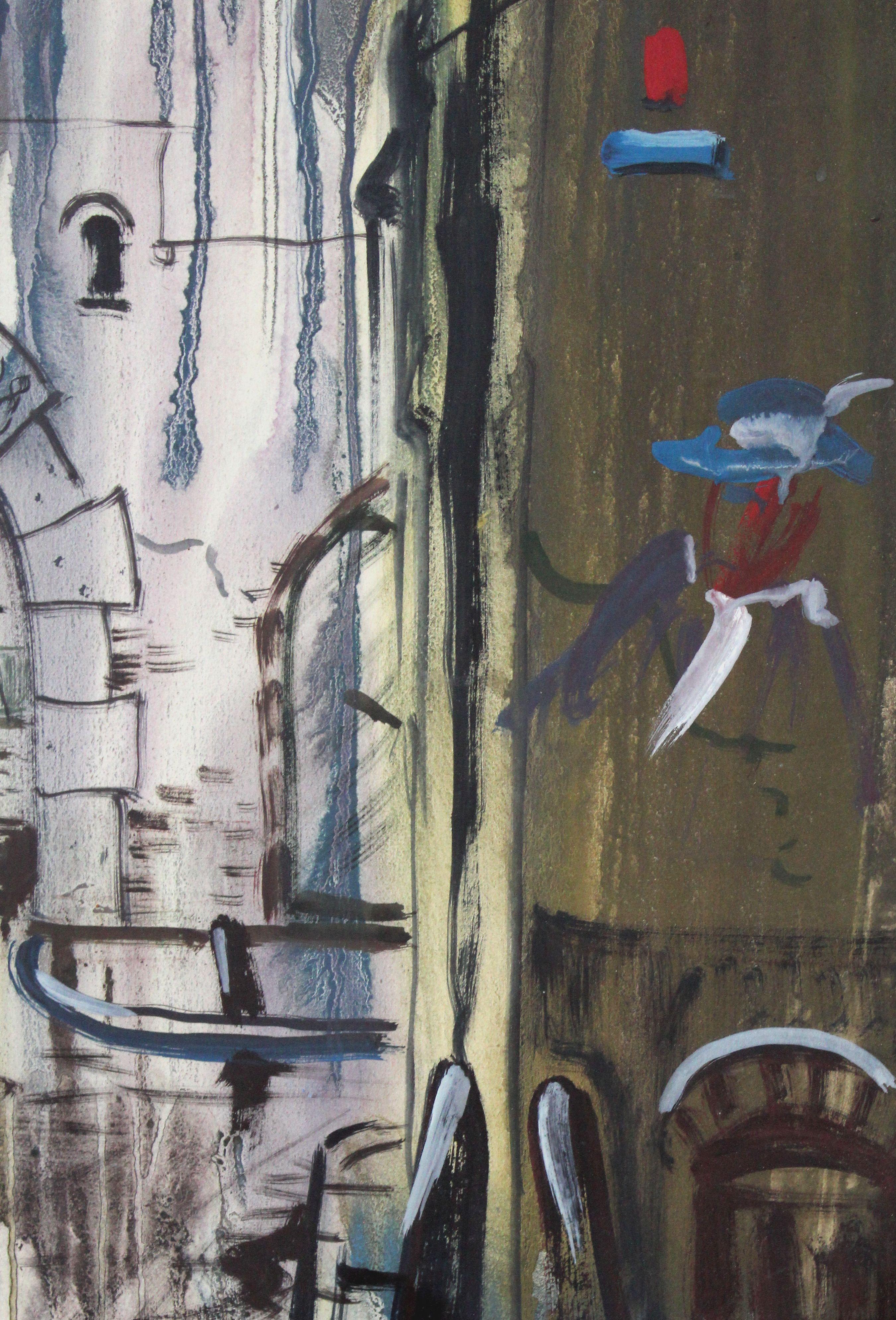 Old Townes  1983, Papier, Aquarell, 85x60 cm im Angebot 1