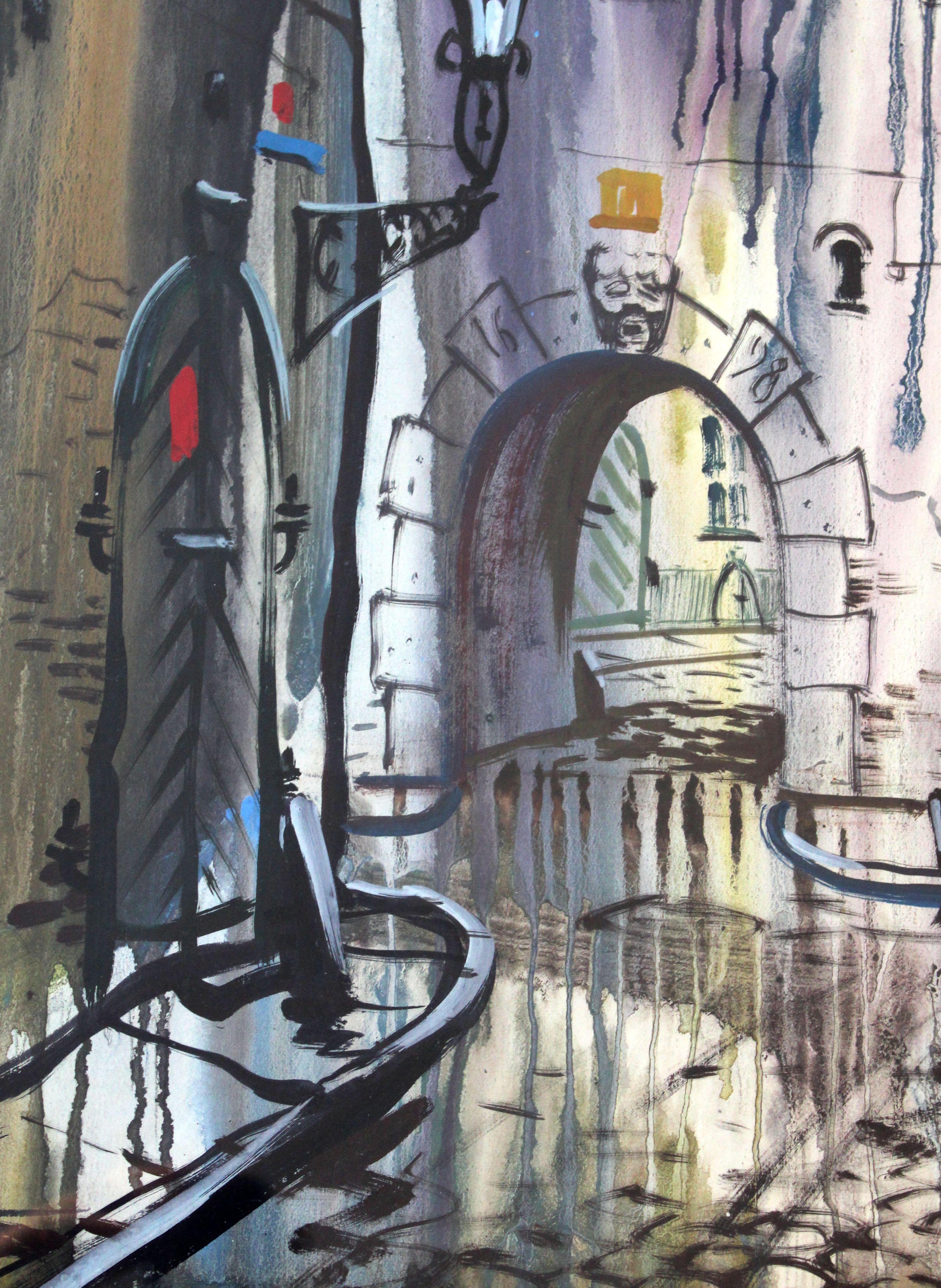 Old Townes  1983, Papier, Aquarell, 85x60 cm im Angebot 4