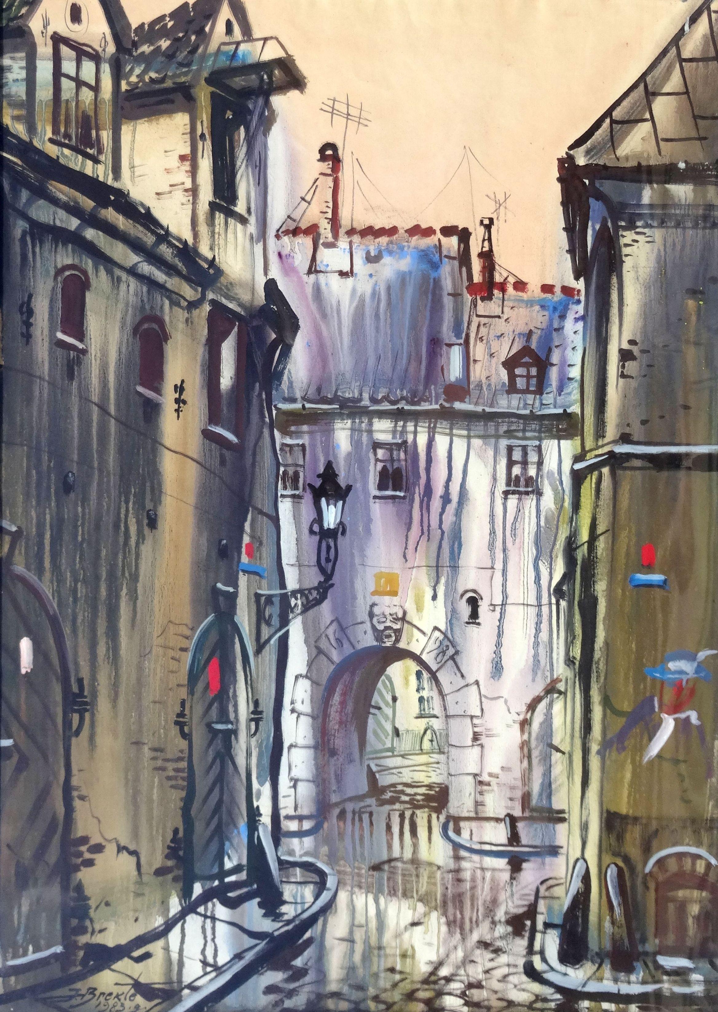 Casco antiguo  1983, papel, acuarela, 85x60 cm