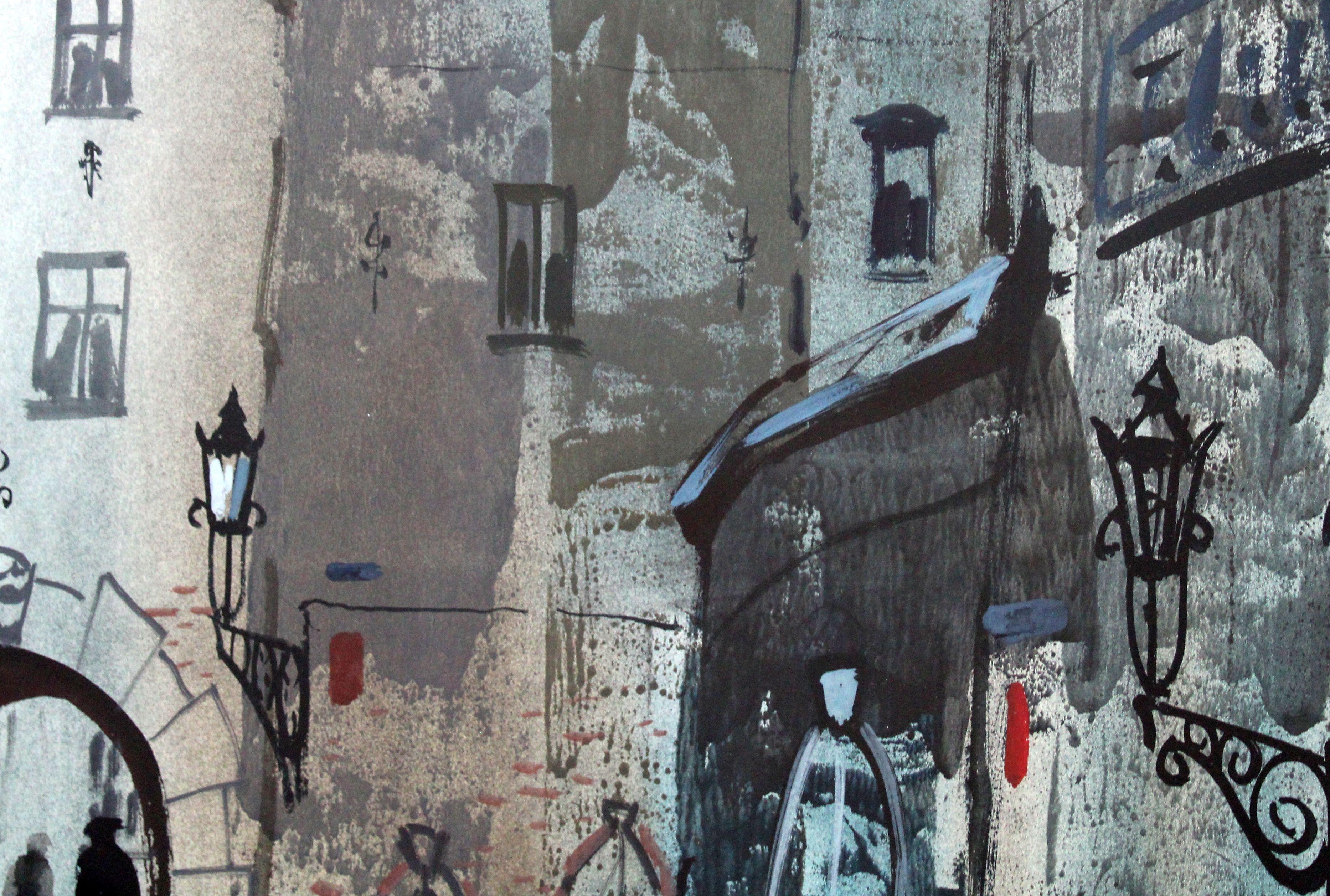 Alte Stadt.  1983. Aquarell, Acryl auf Papier, 76x56 cm im Angebot 3
