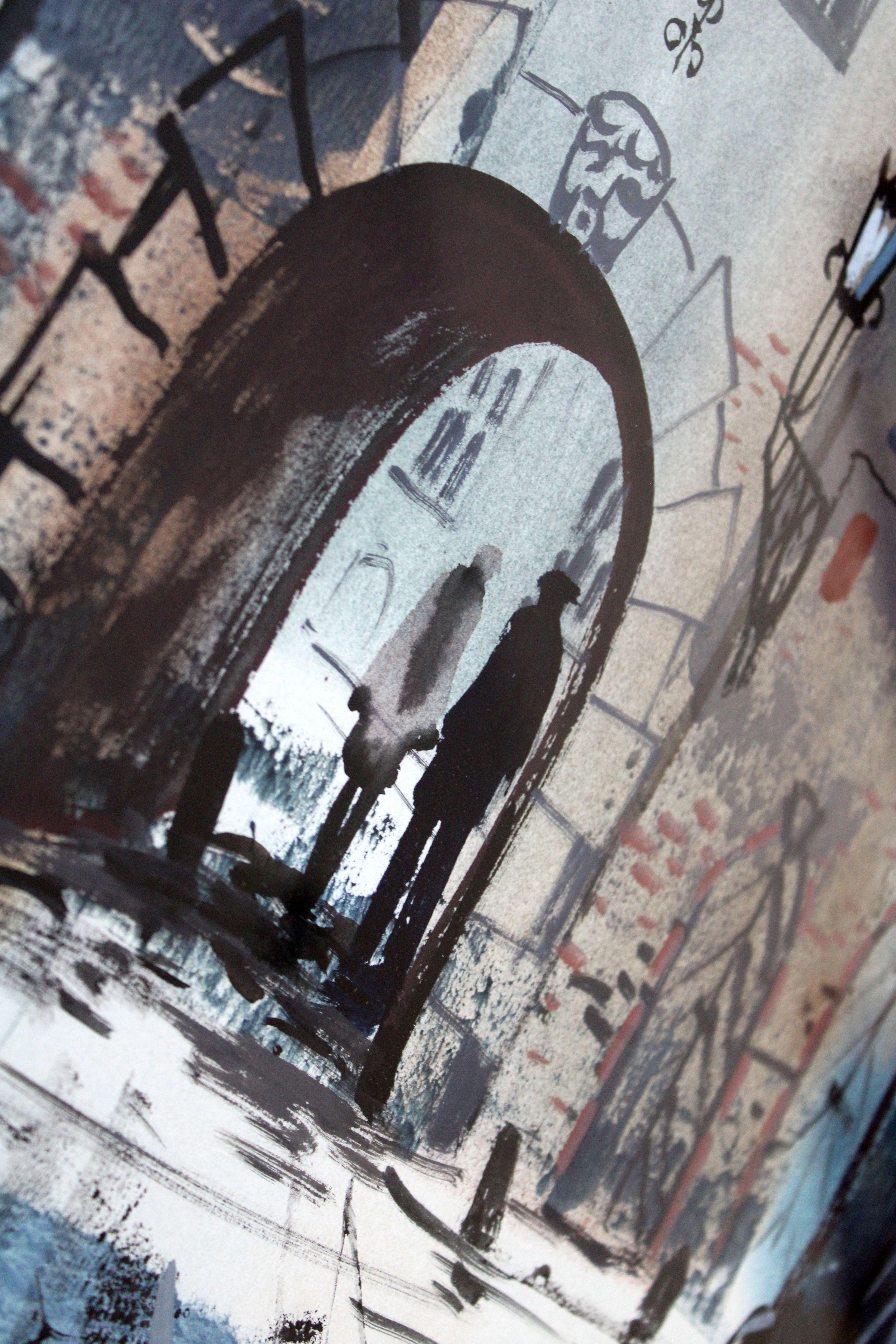 Alte Stadt.  1983. Aquarell, Acryl auf Papier, 76x56 cm im Angebot 4