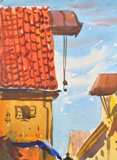 Old Town Street. 1956. Watercolor, paper. 23x15 cm. Signed