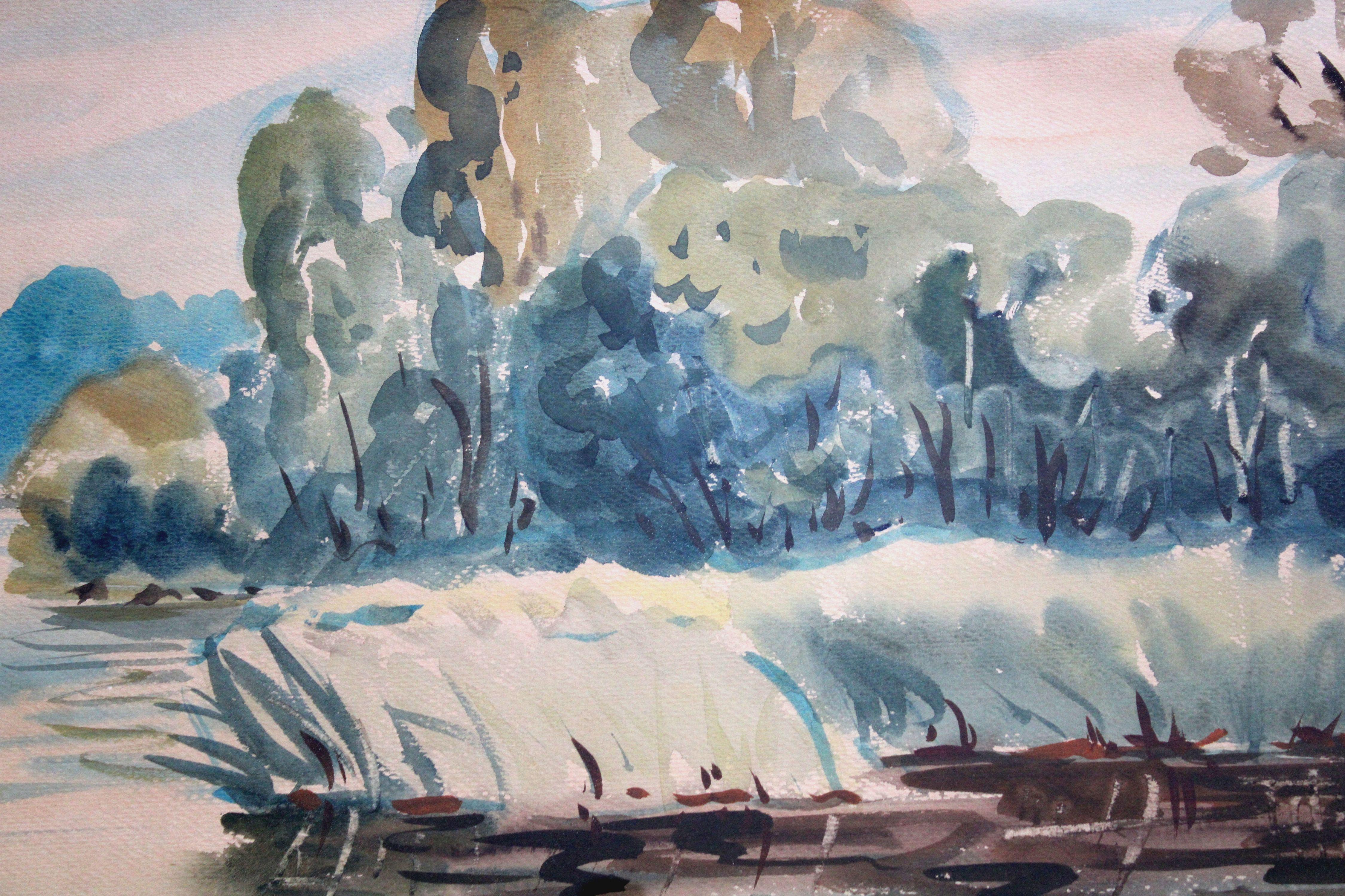 River. 1960, watercolor on paper, 43x61 cm For Sale 1