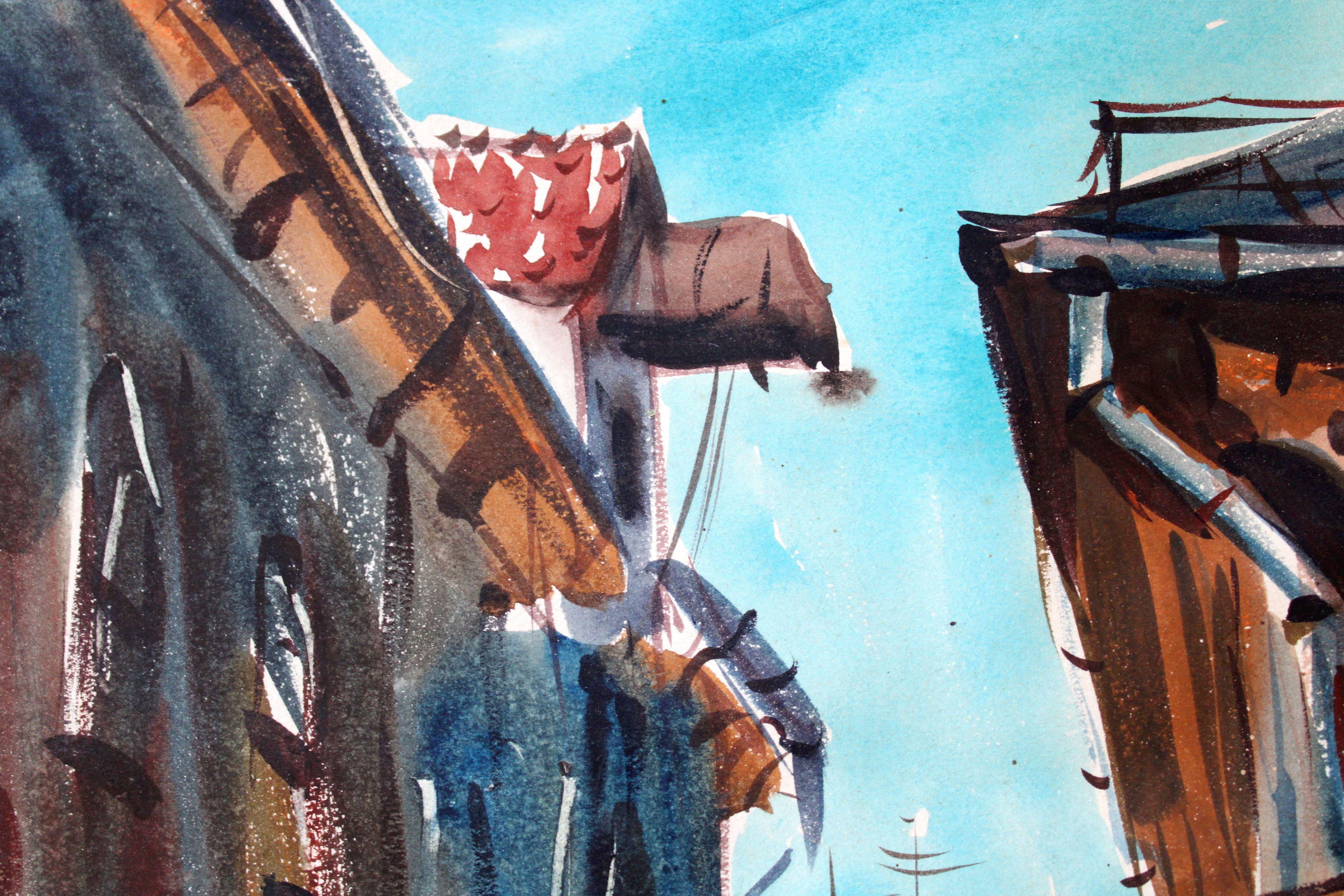 Sonnentag in Old Riga. Papier, Aquarell, 42x30, 5 cm, Papier im Angebot 3