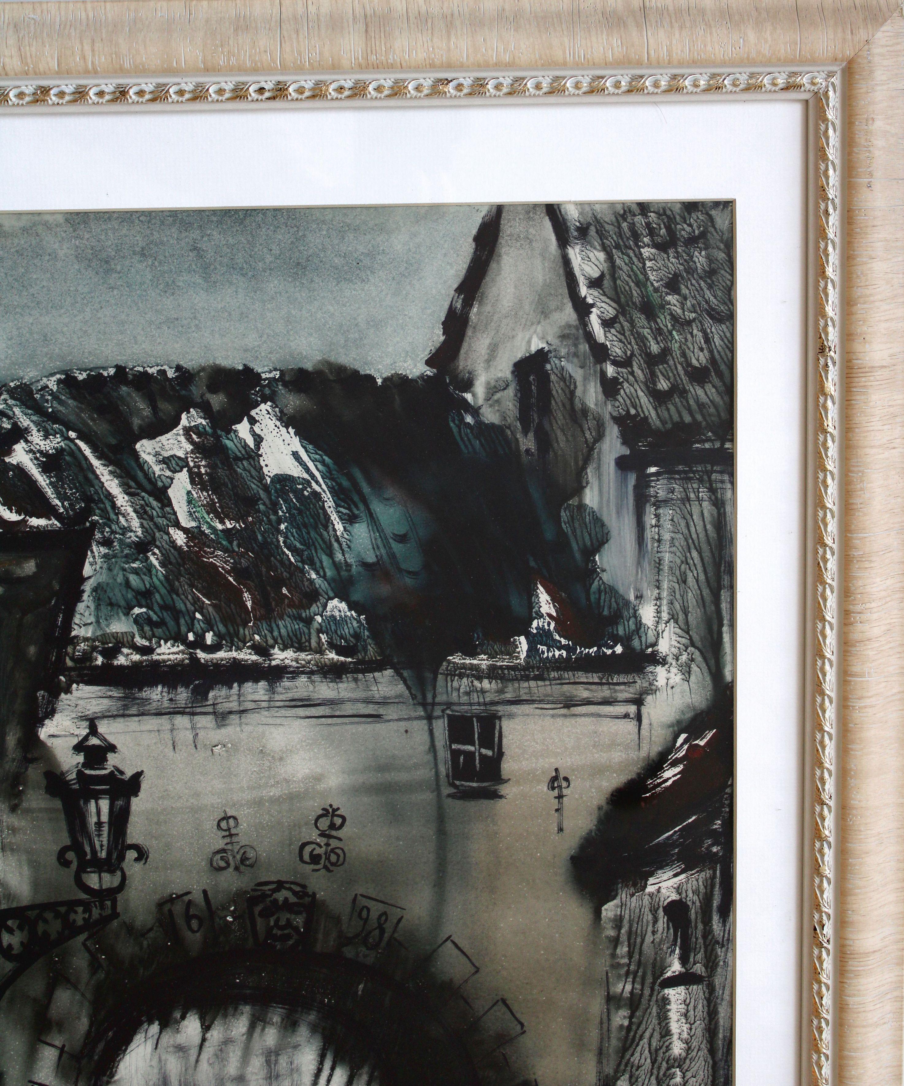 Swedish Gate evening. 1972, paper, watercolor, 60, 5 x 42, 5 cm For Sale 3