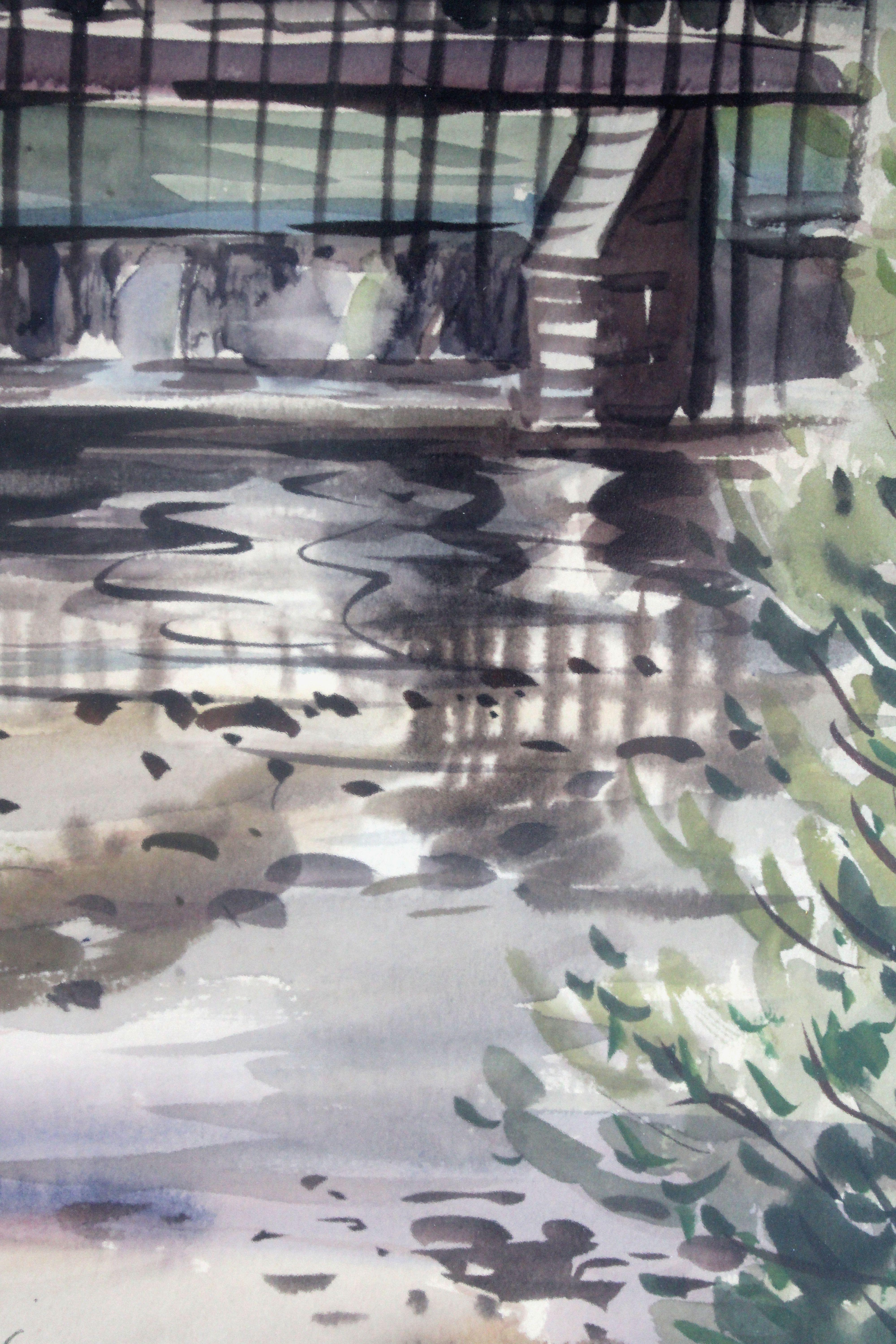The old dam. 1959, Karton, Aquarell, 68x54 cm im Angebot 2