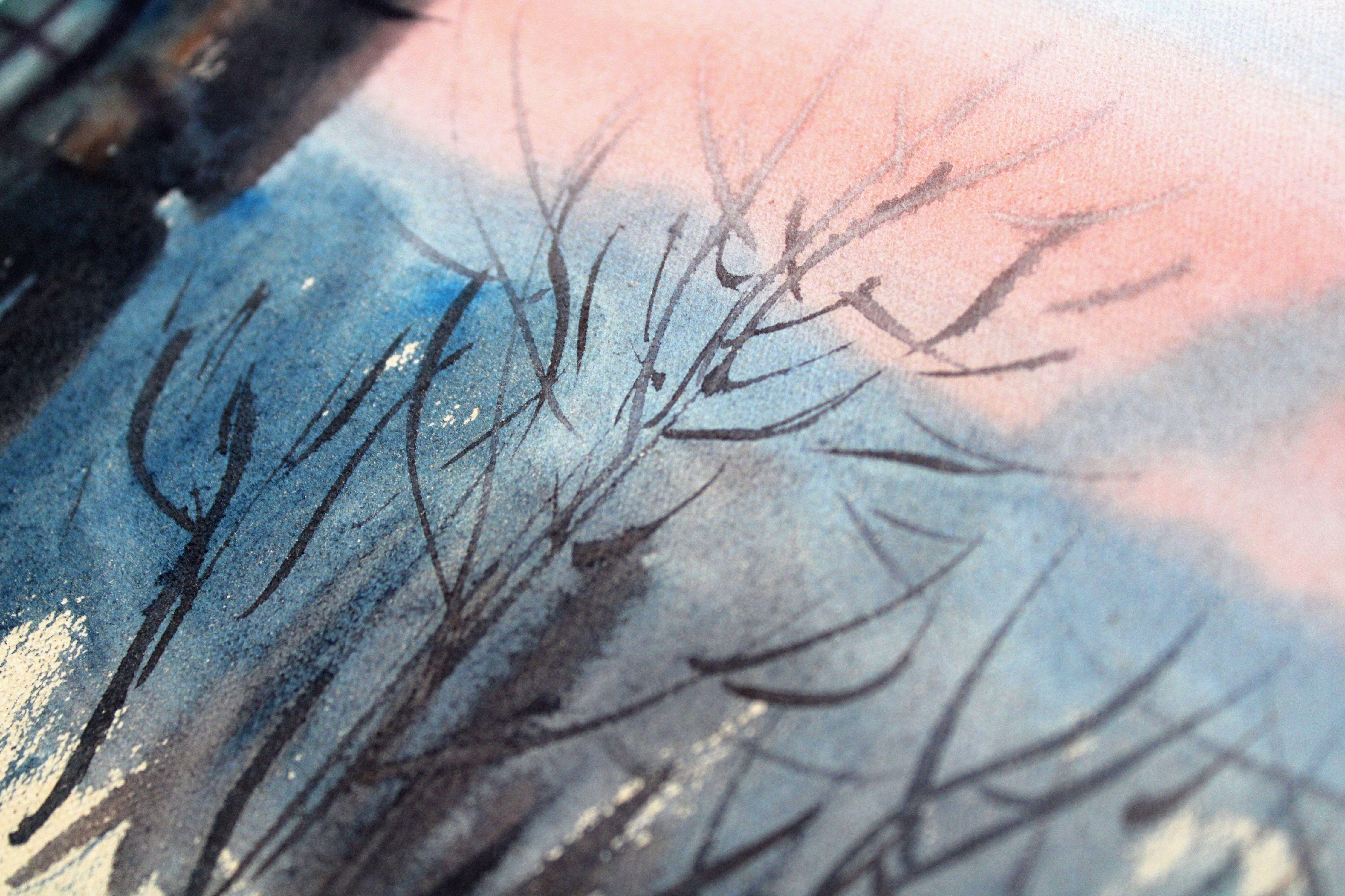 jour d'hiver. 1969. Papier, aquarelle, 15 x 21 cm en vente 1