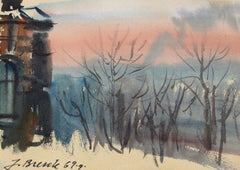 Winter day. 1969. Paper, watercolor, 15x21 cm